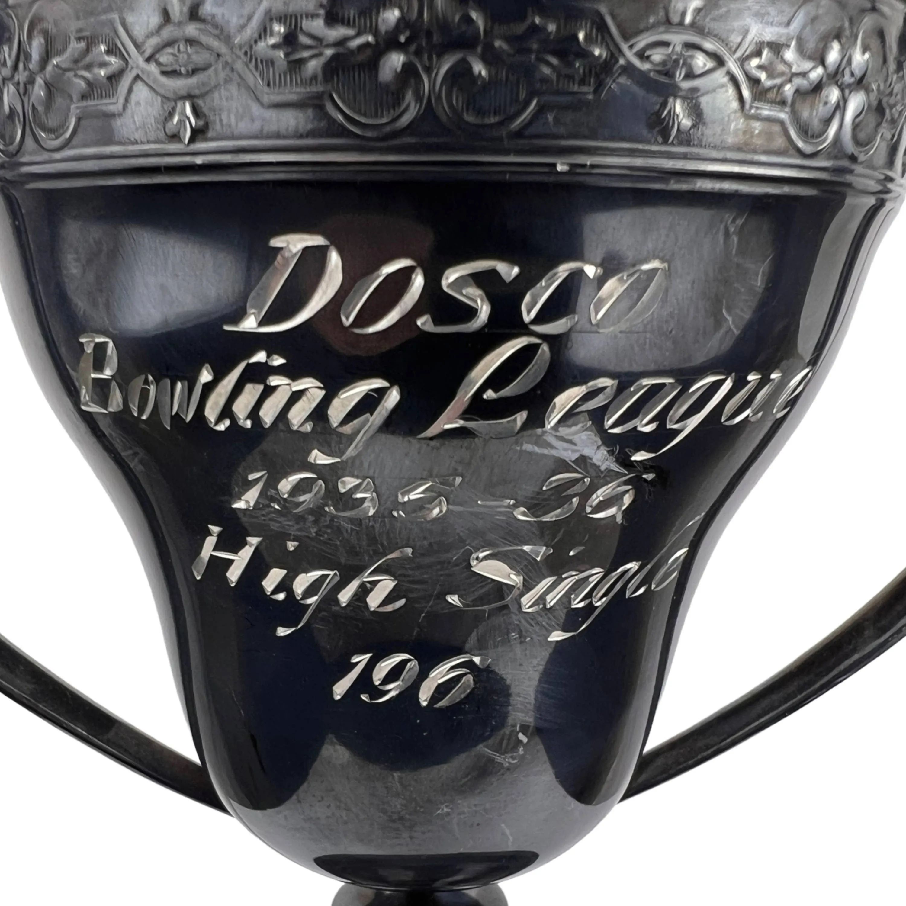 1935 Vintage Bowling Trophy Silver Plated Dosco Canada 11.375