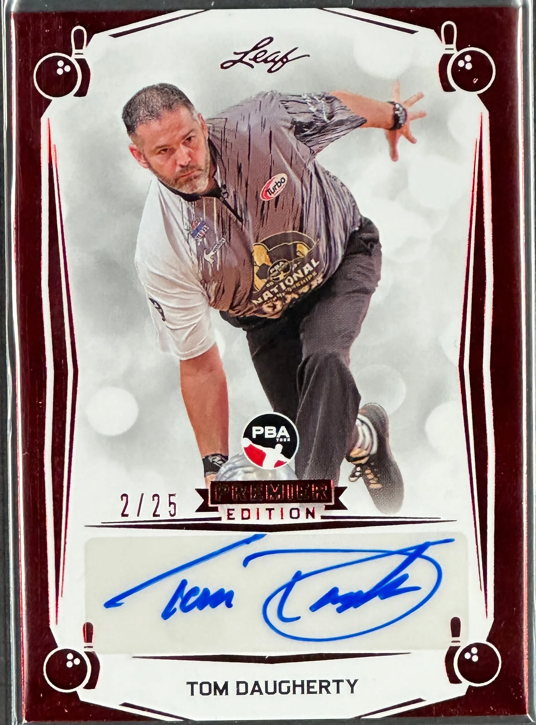 2023 Leaf PBA Trading Card Tom Daugherty Red Auto /25 SP