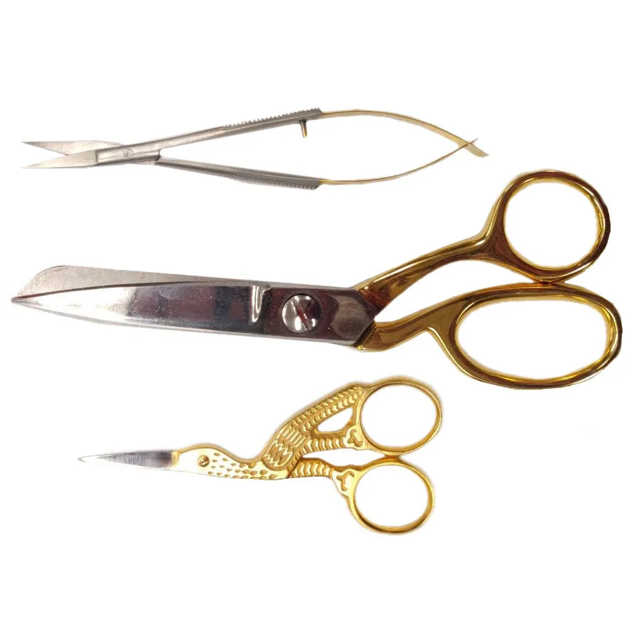 3 Pc Gold Scissor Set w/Display Box