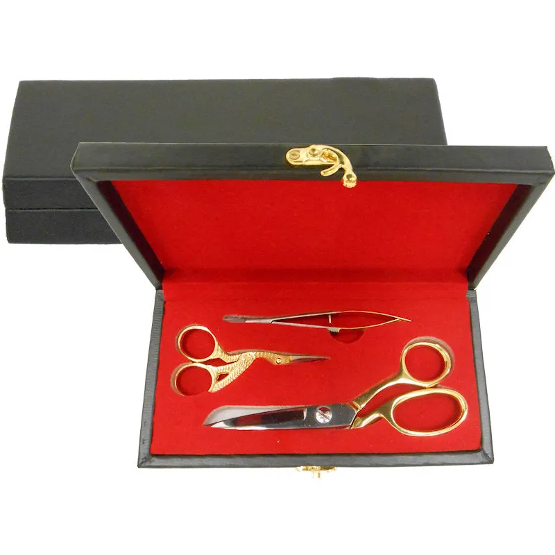 3 Pc Gold Scissor Set w/Display Box