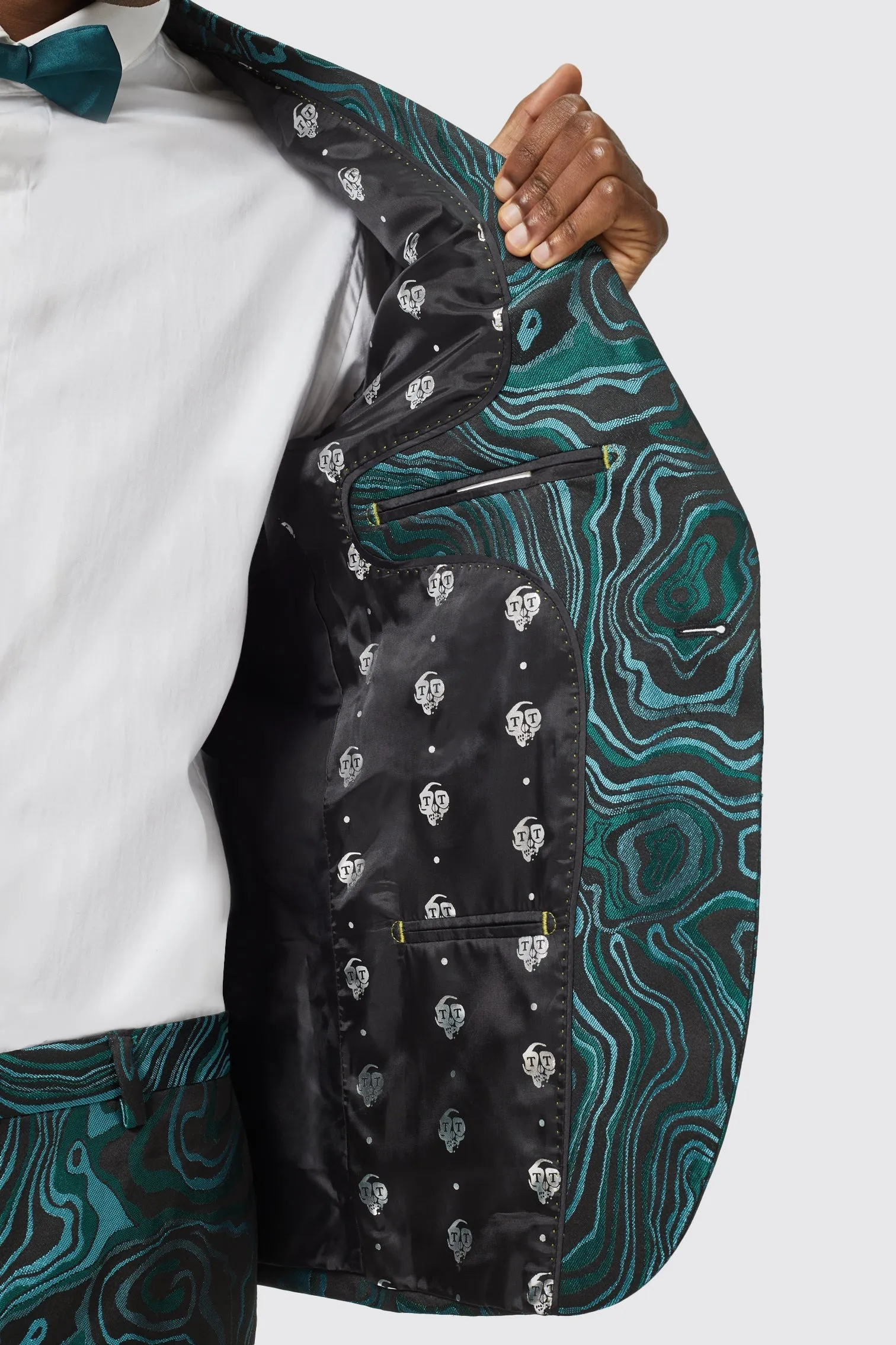 Adichie Slim Fit Green Jacquard Suit