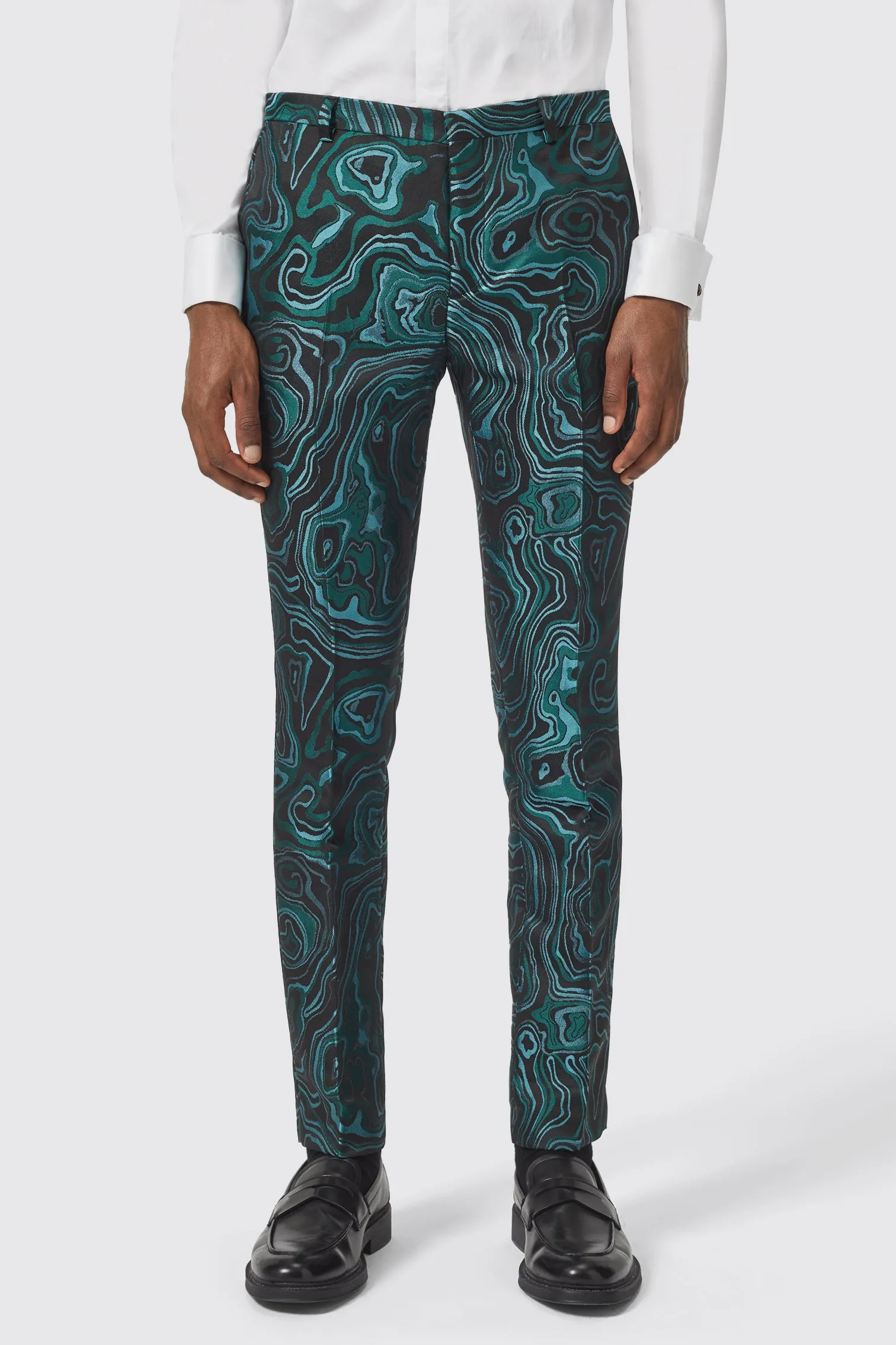 Adichie Slim Fit Green Jacquard Suit