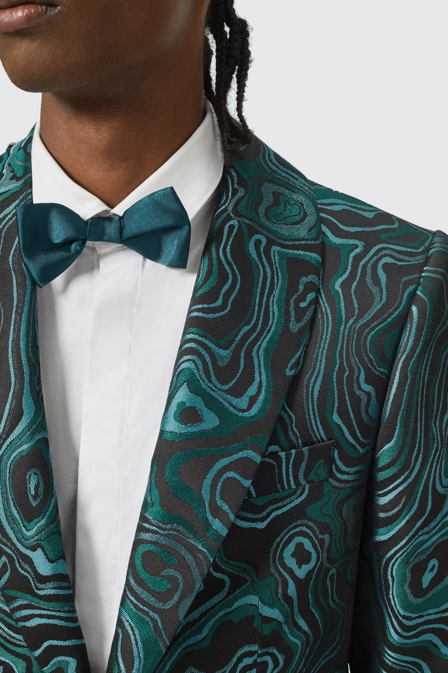 Adichie Slim Fit Green Jacquard Suit