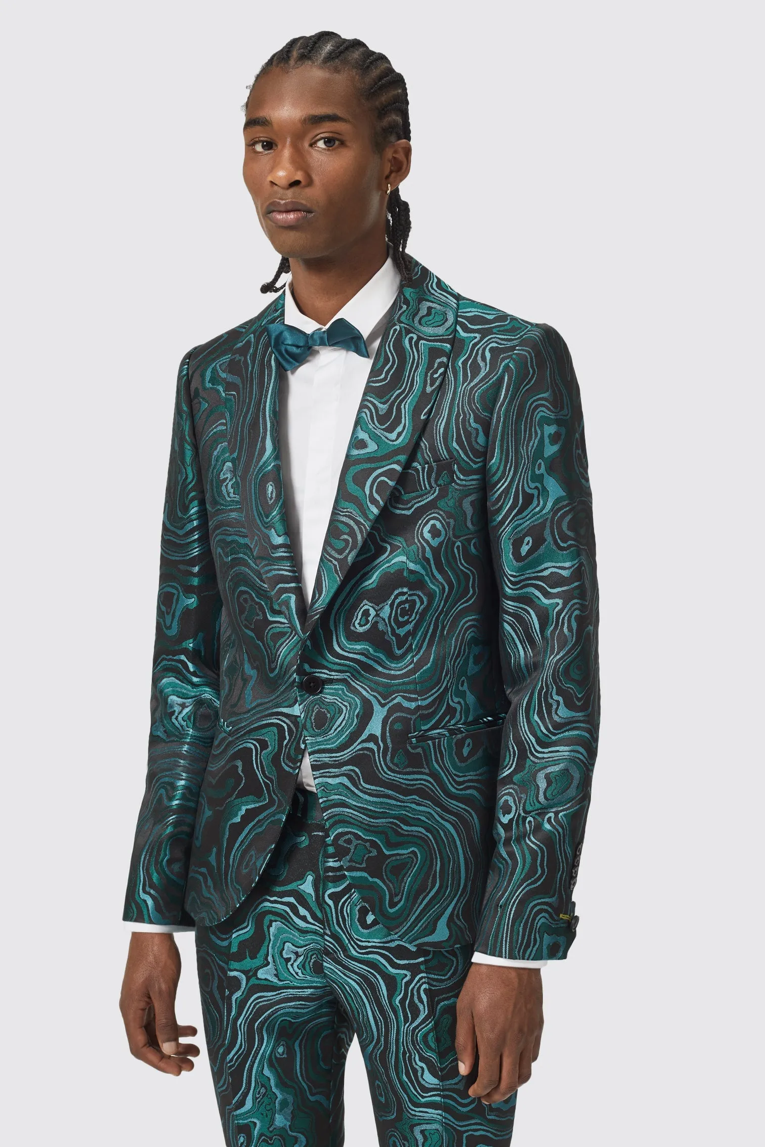 Adichie Slim Fit Green Jacquard Suit