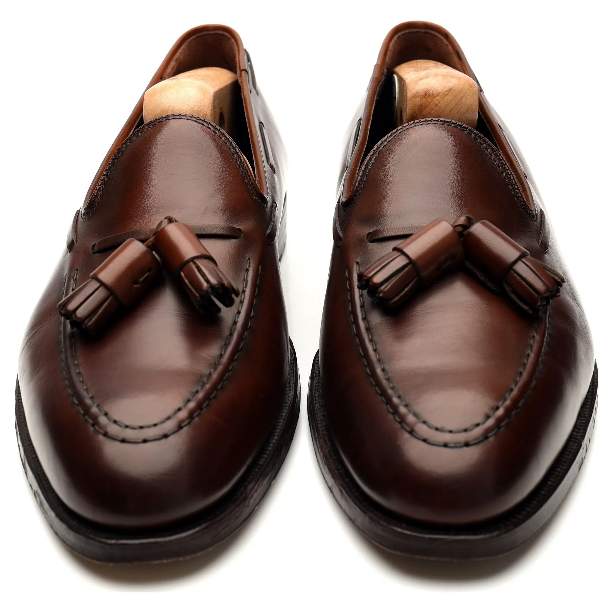 'Adrian' Dark Brown Tassel Leather Loafers UK 7.5 E