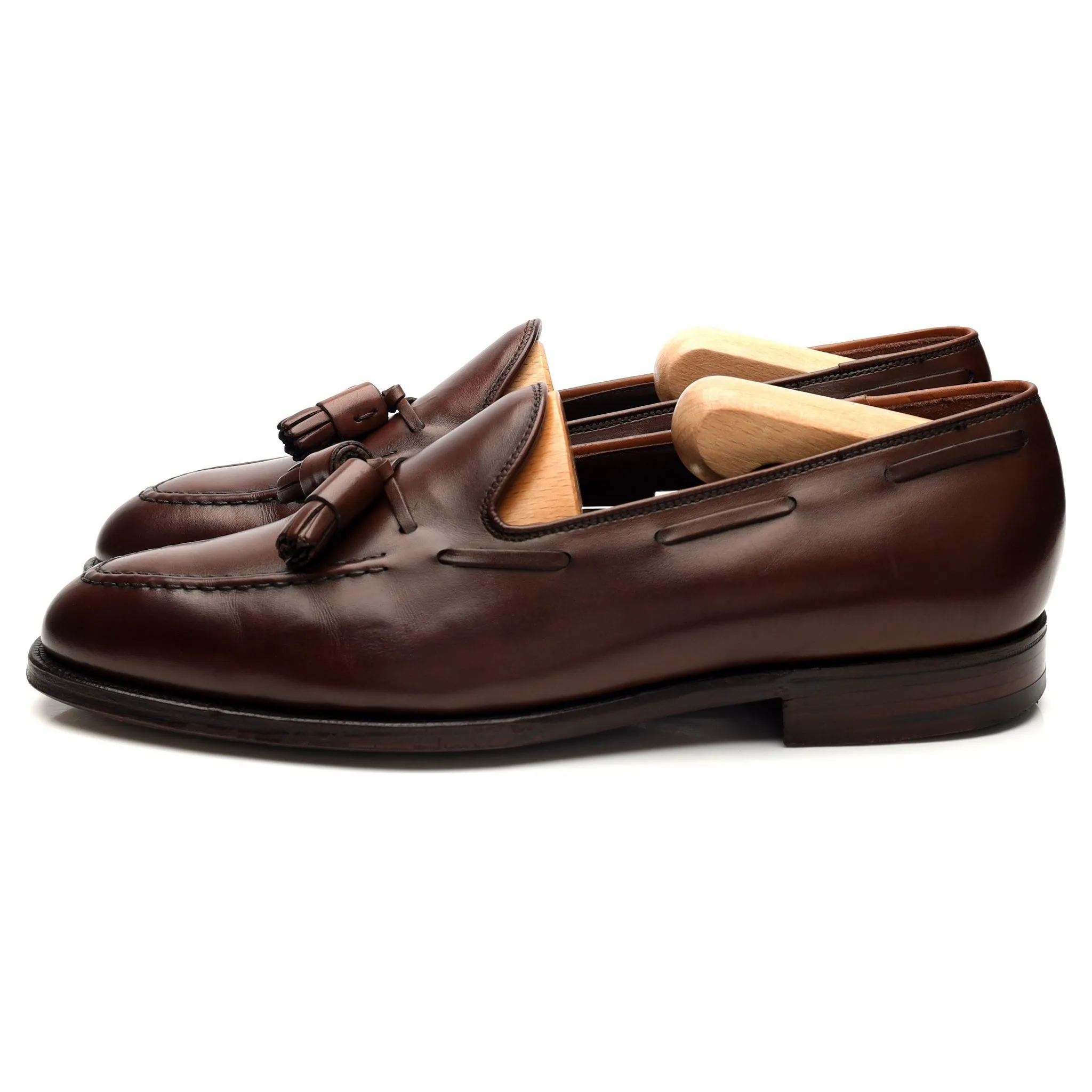 'Adrian' Dark Brown Tassel Leather Loafers UK 7.5 E
