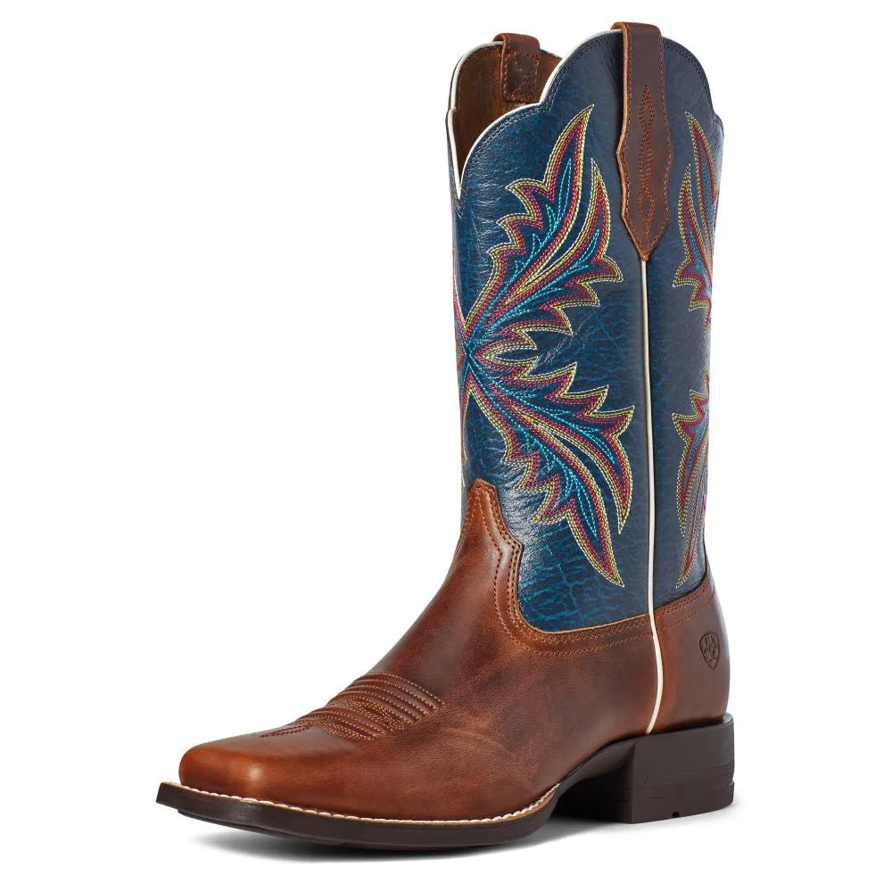 'Ariat' Women's West Bound Square Toe - Russet Rebel / Crackle Navy