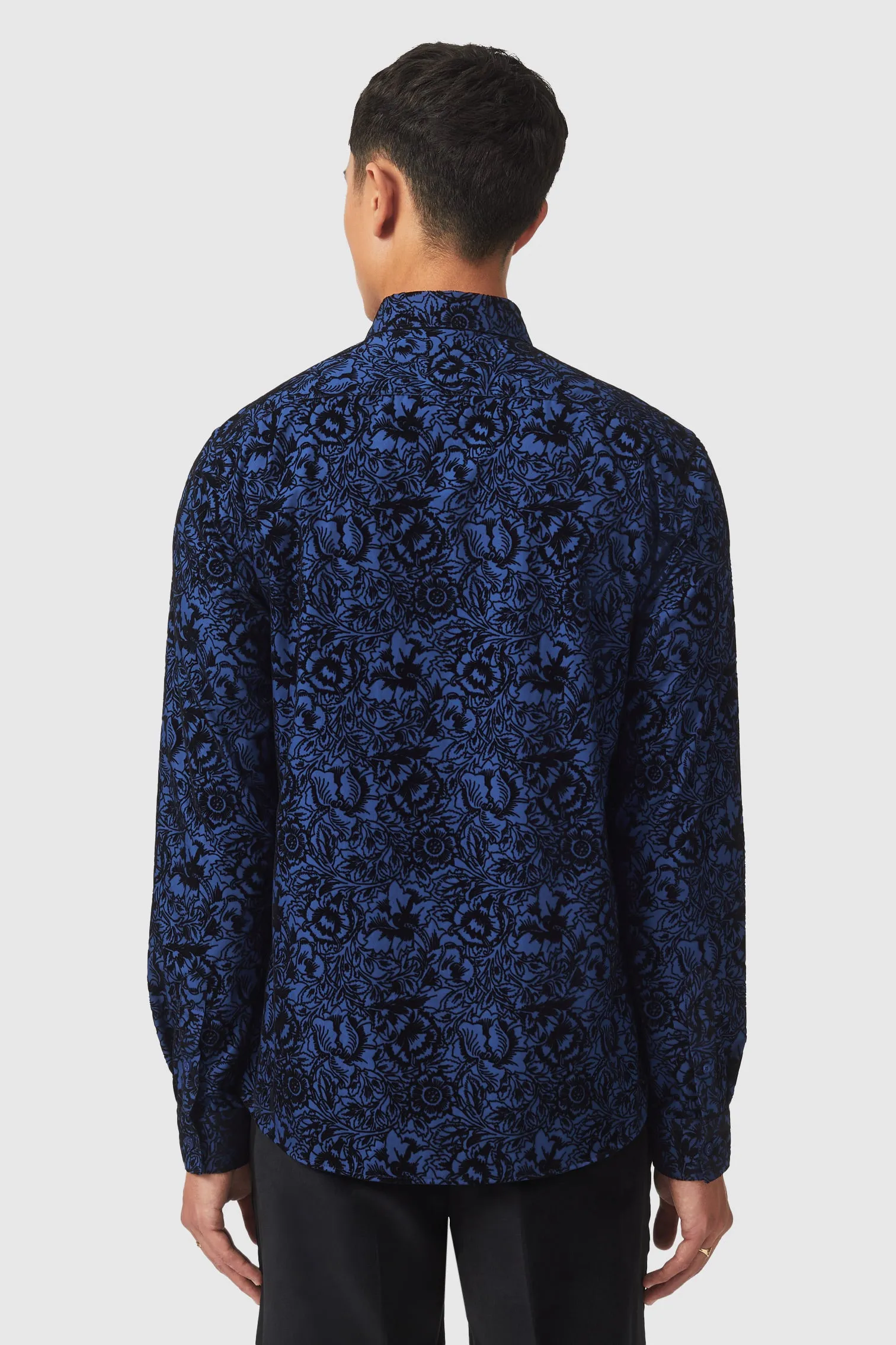 Arundhati Slim Fit Navy Cotton Shirt - ARCHIVE