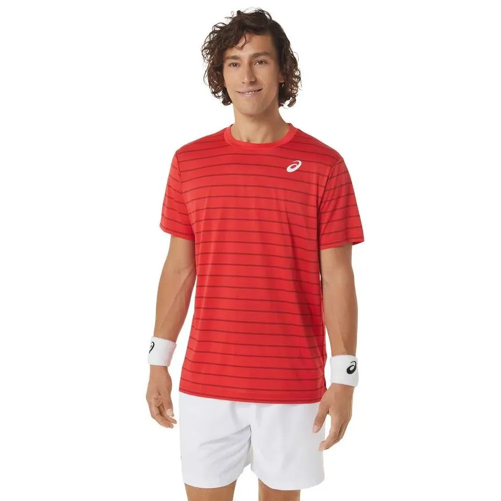 Asics Men's Court Stripe Shirt - Classic Red
