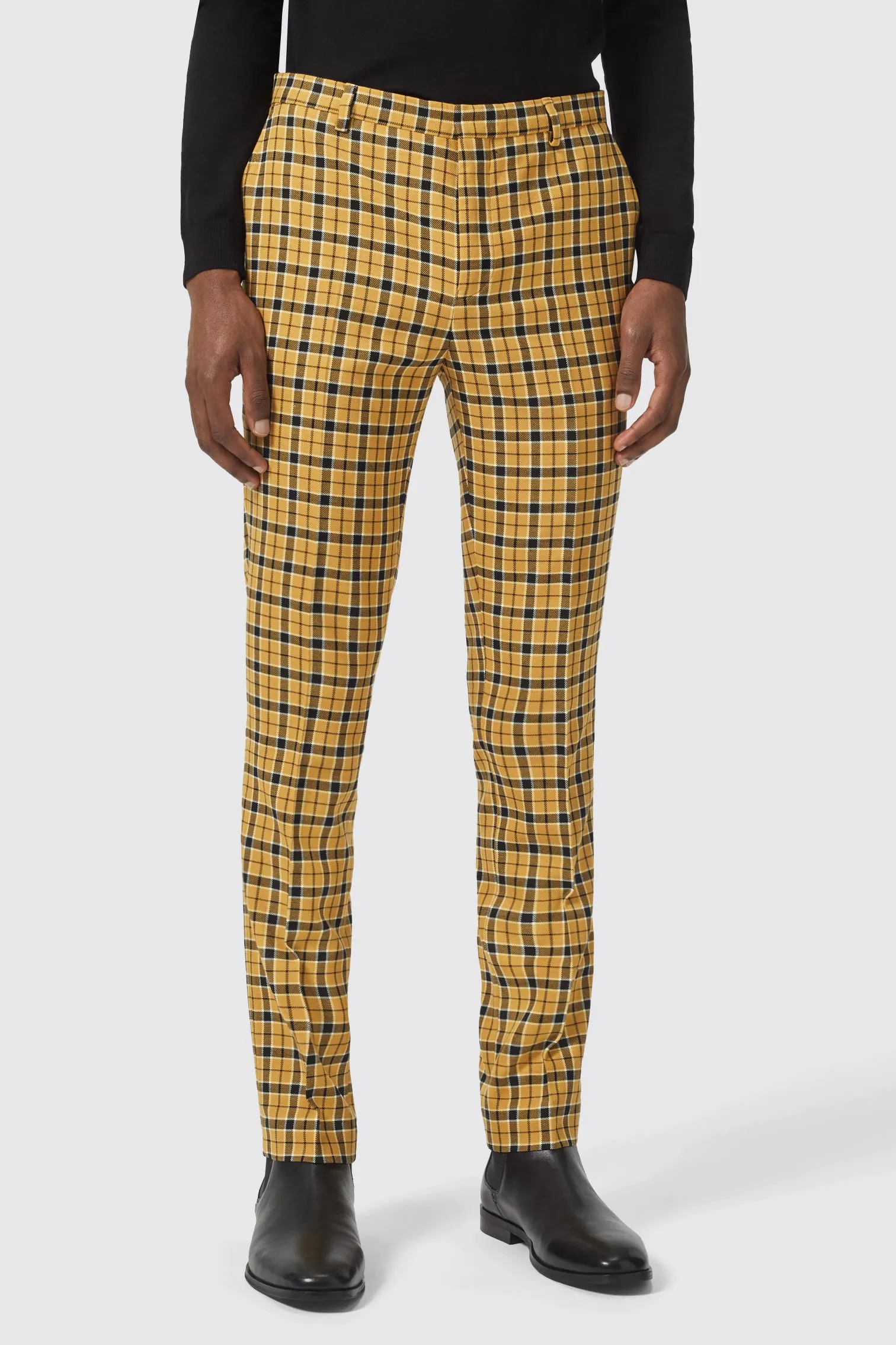 Austen Slim Fit Check Mustard Trouser - ARCHIVE