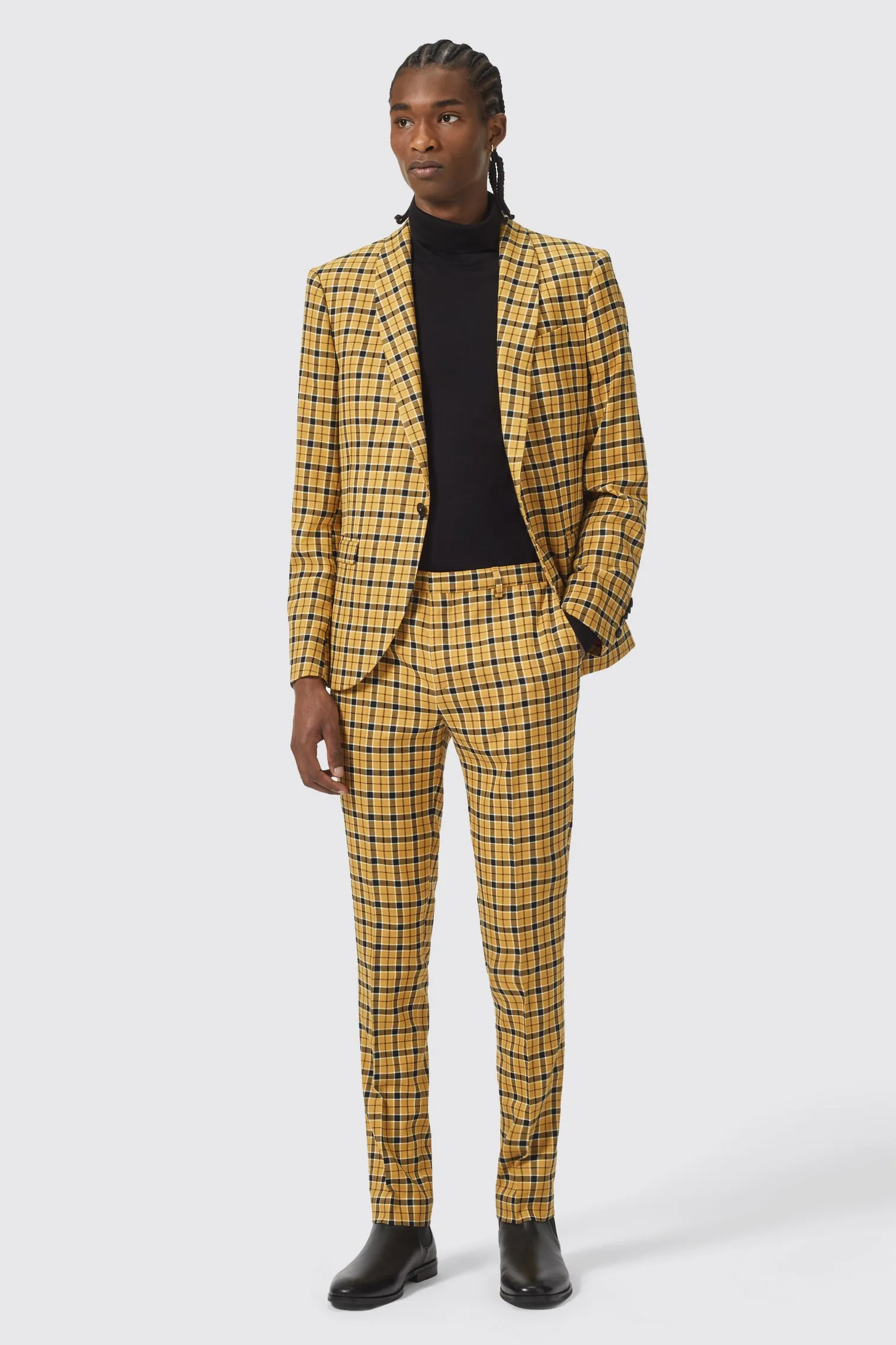 Austen Slim Fit Check Mustard Trouser - ARCHIVE