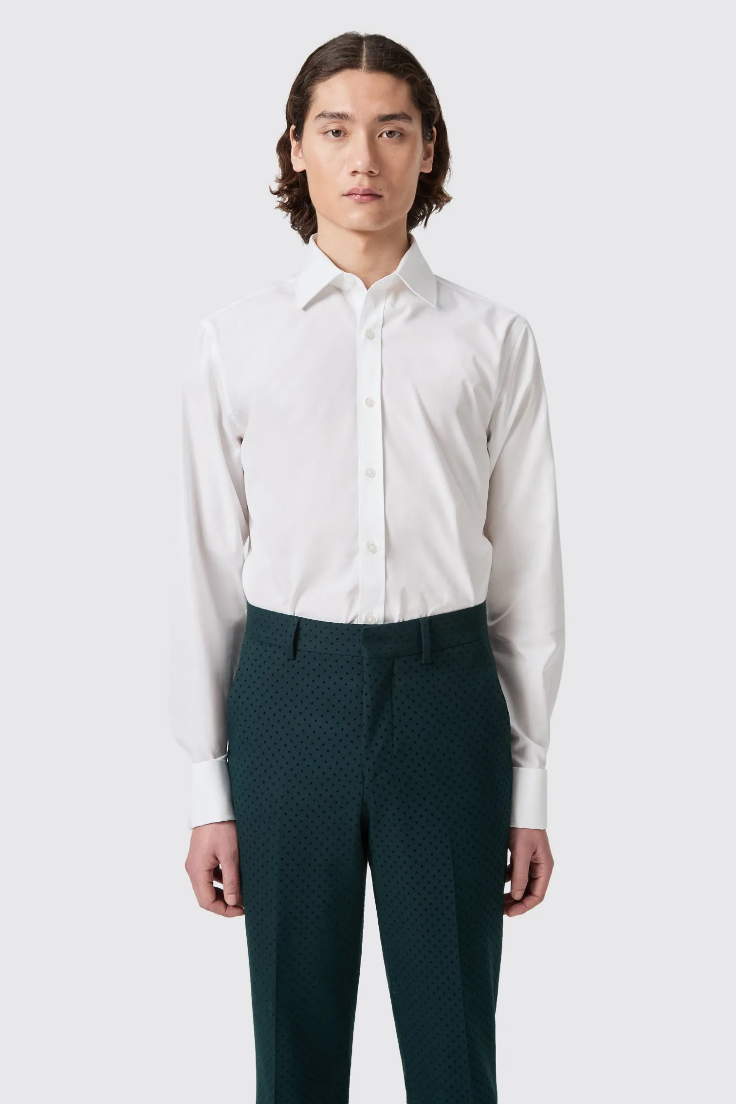 Barron Slim Fit Double Cuff White Cotton Shirt
