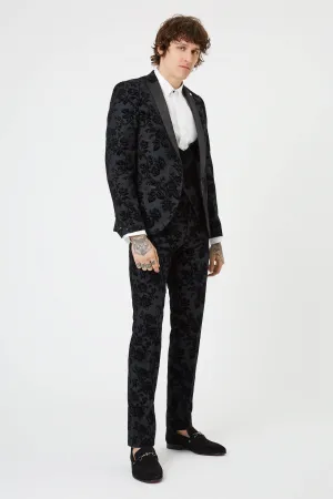 Belsize Skinny Fit Black Floral Tuxedo Suit - ARCHIVE