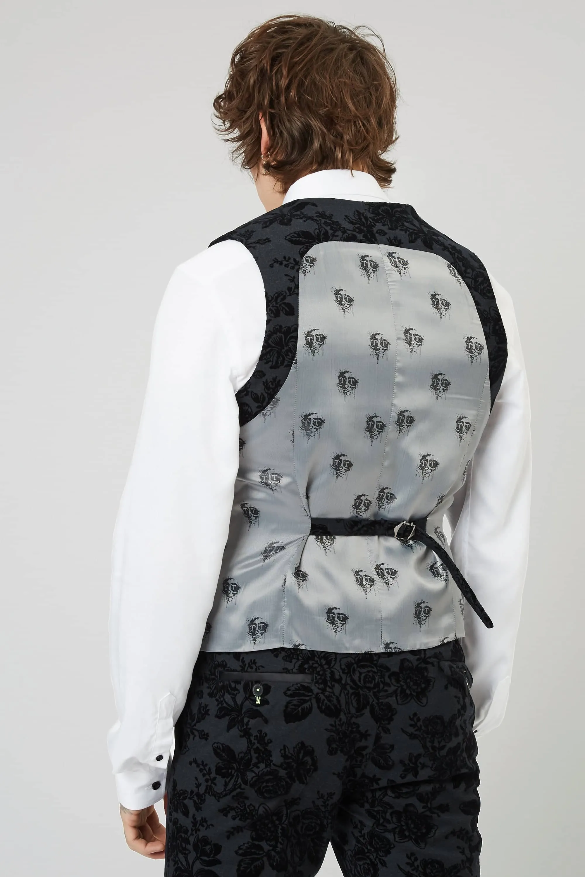 Belsize Skinny Fit Black Floral Tuxedo Suit - ARCHIVE