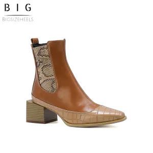 Bigsizeheels Vintage patchwork Chelsea boots - Brown