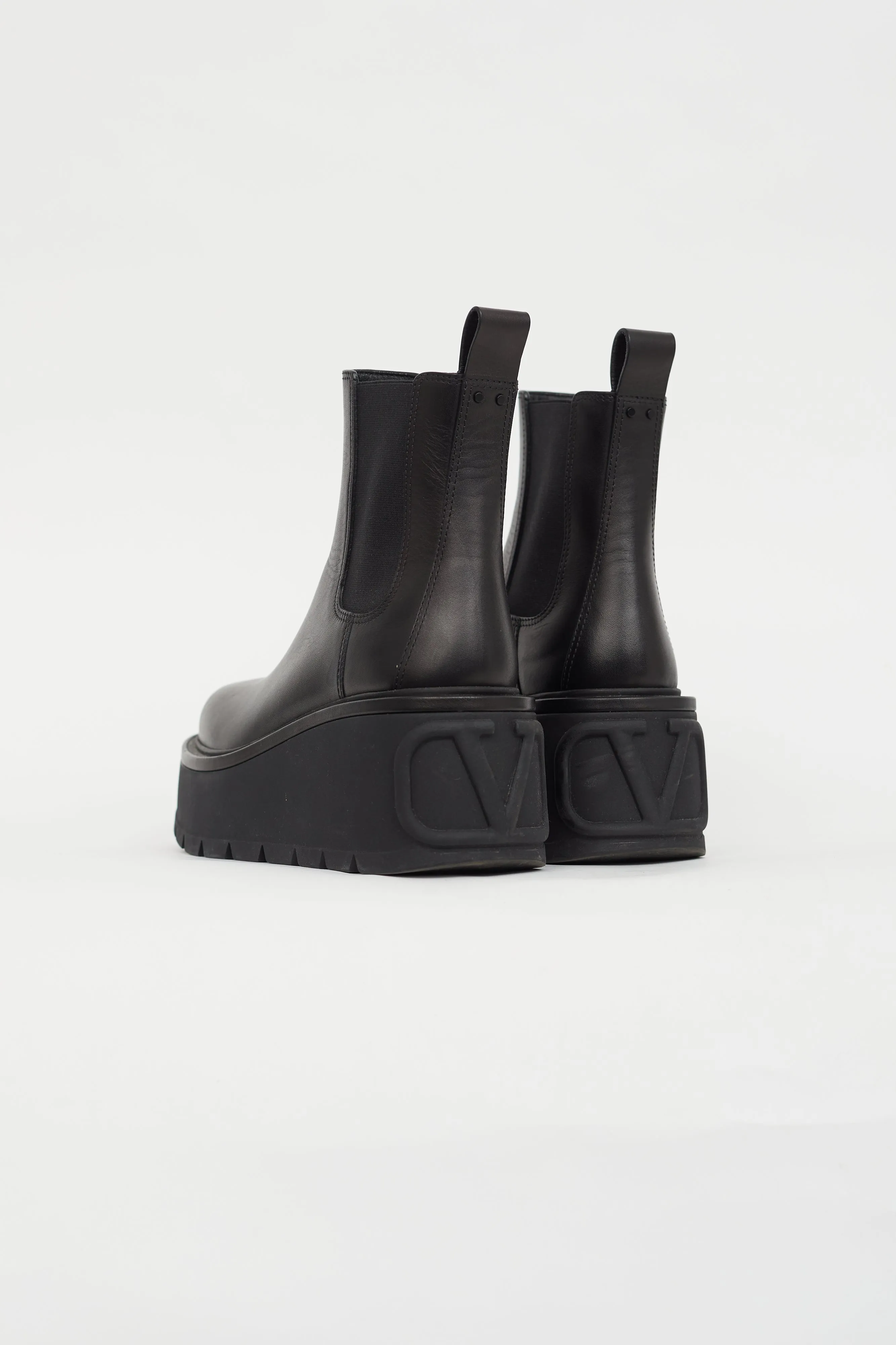 Black Garavani Leather Chelsea Boot
