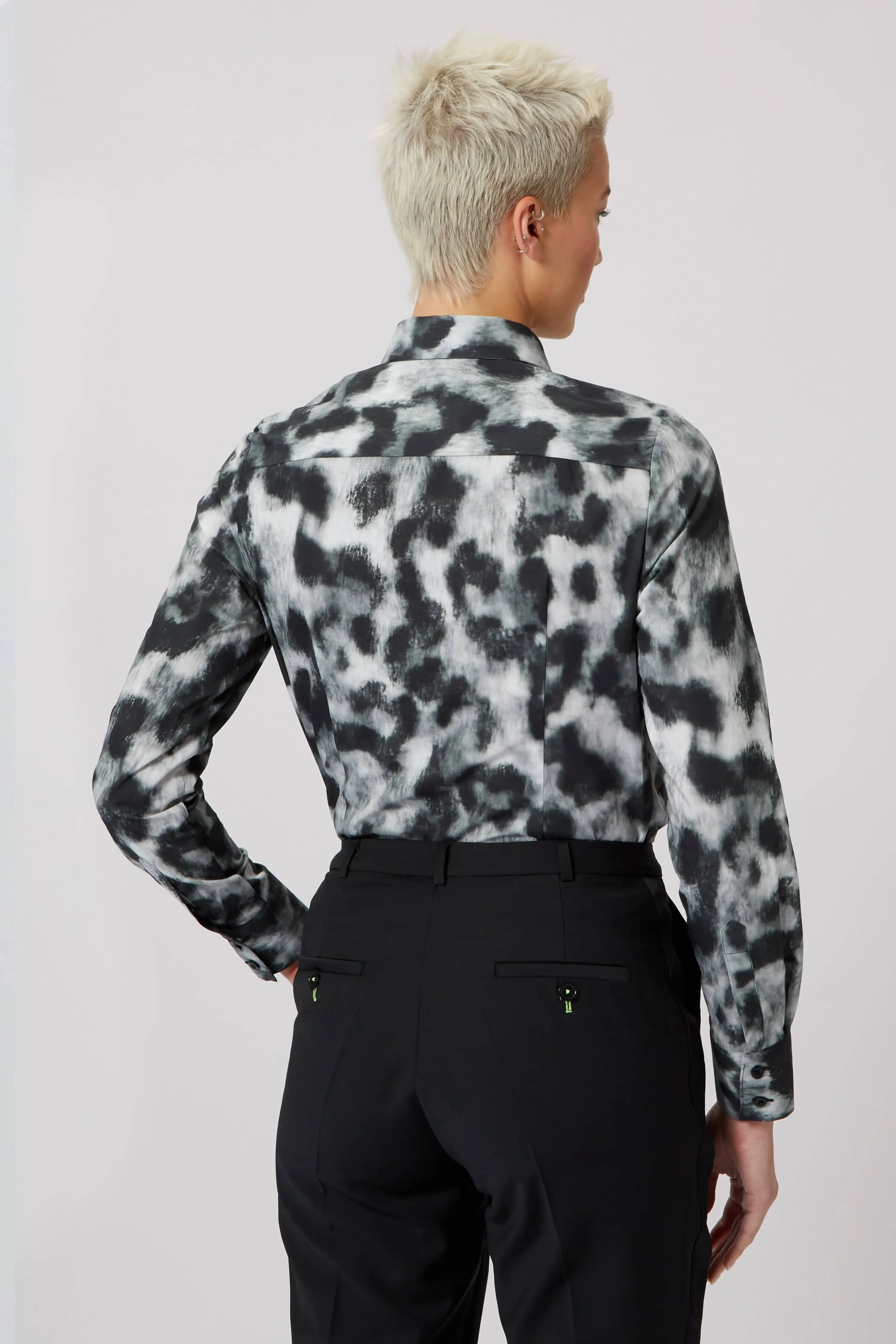 Burma Slim Fit Black Patterned Cotton Shirt - ARCHIVE