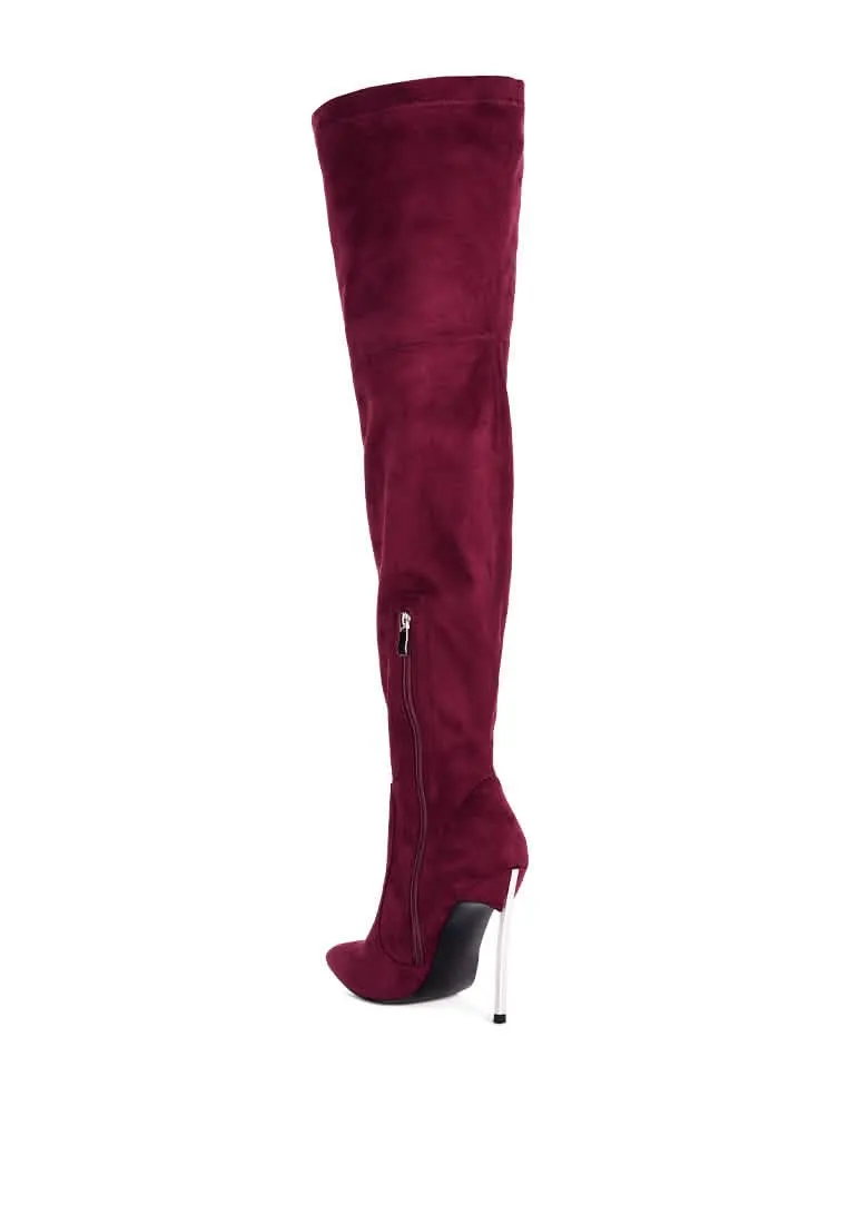 Chic High-Knee Stiletto Boots in Luxurious Stretch Suede