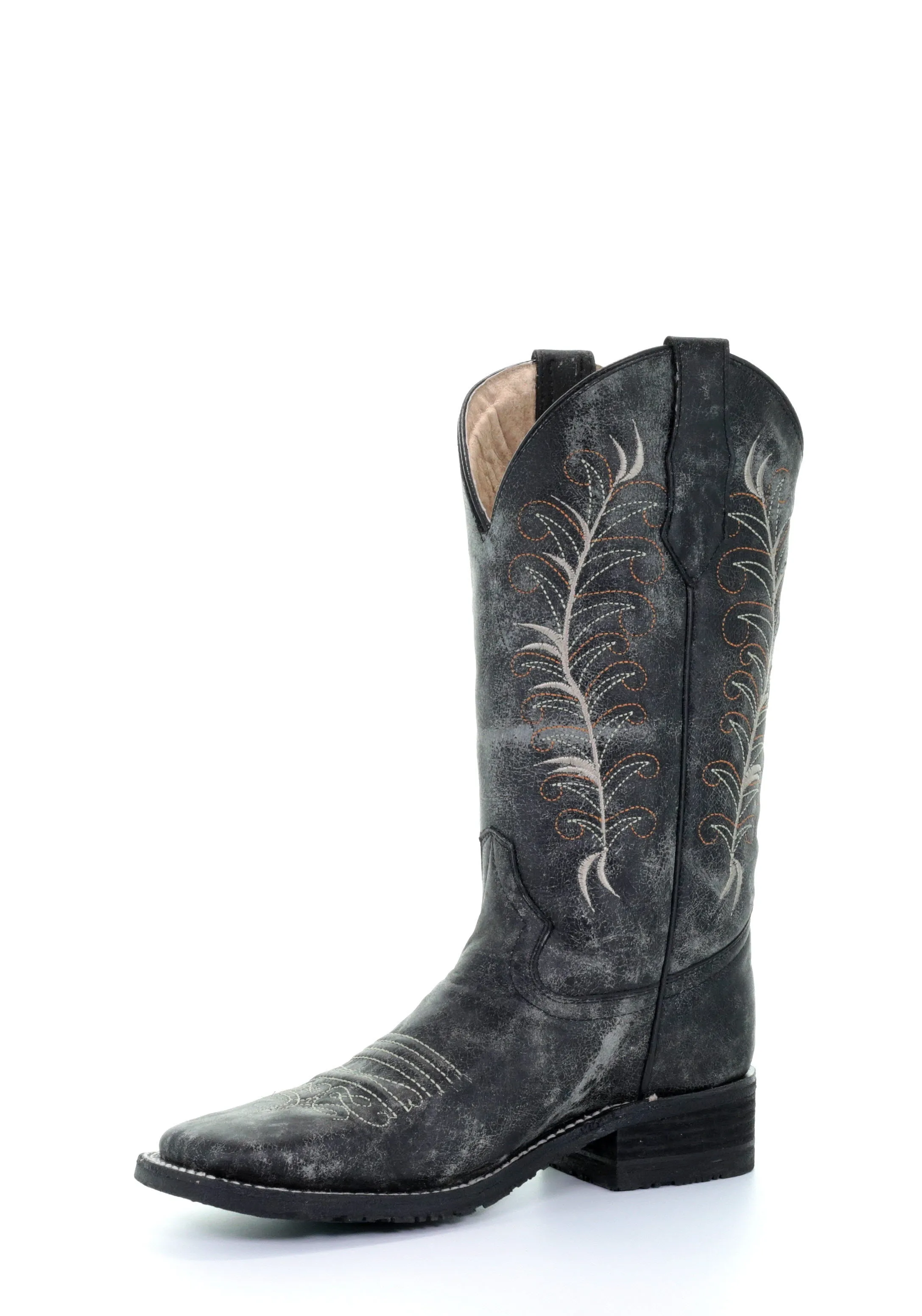 'Corral' Women's 12" Embroidered Western - Black / Sand