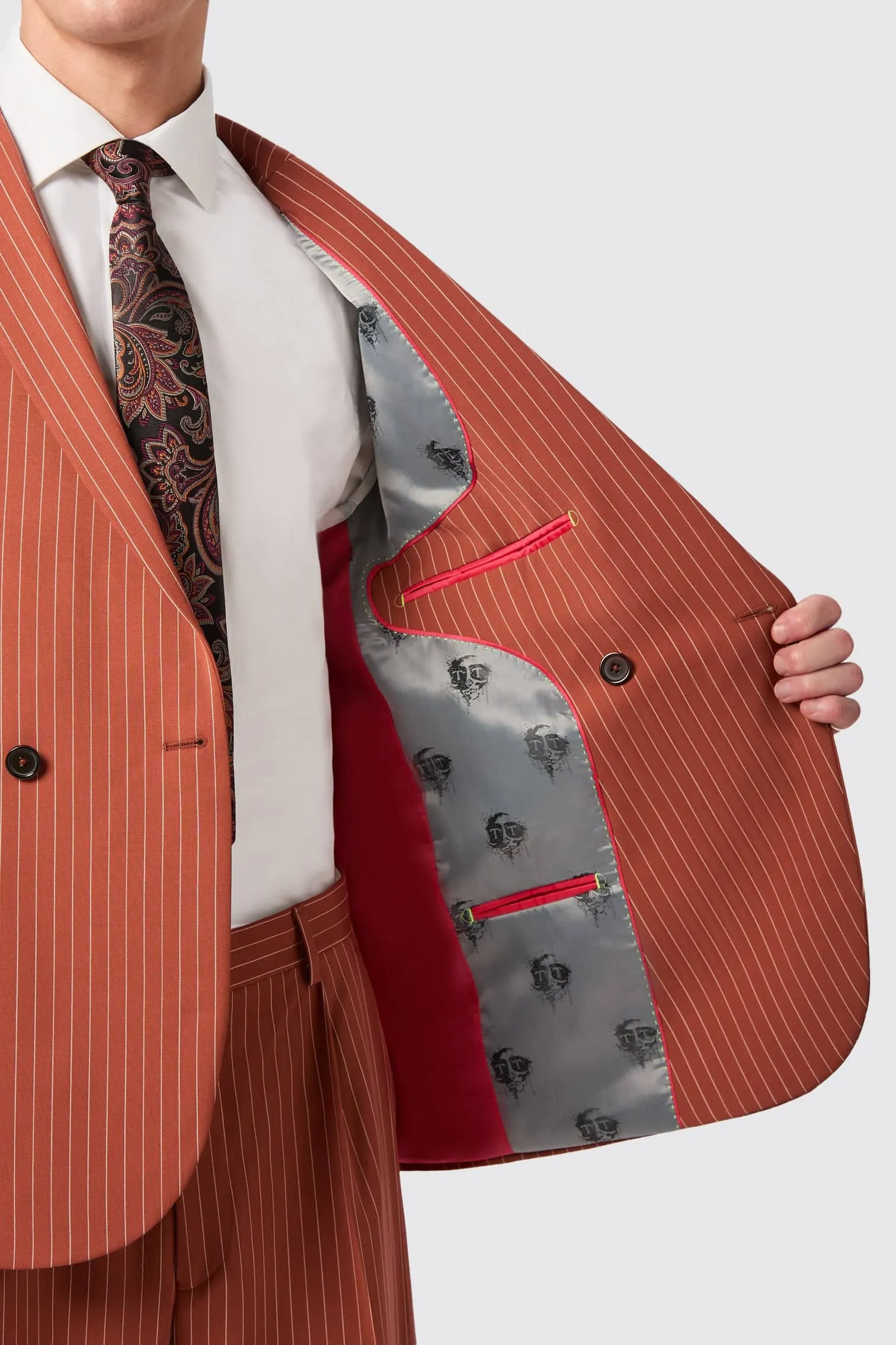 Cortese Oversized Burnt Orange Pinstripe Suit