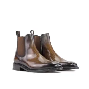 DapperFam Monza in Brown Men's Hand-Painted Patina Chelsea Boot