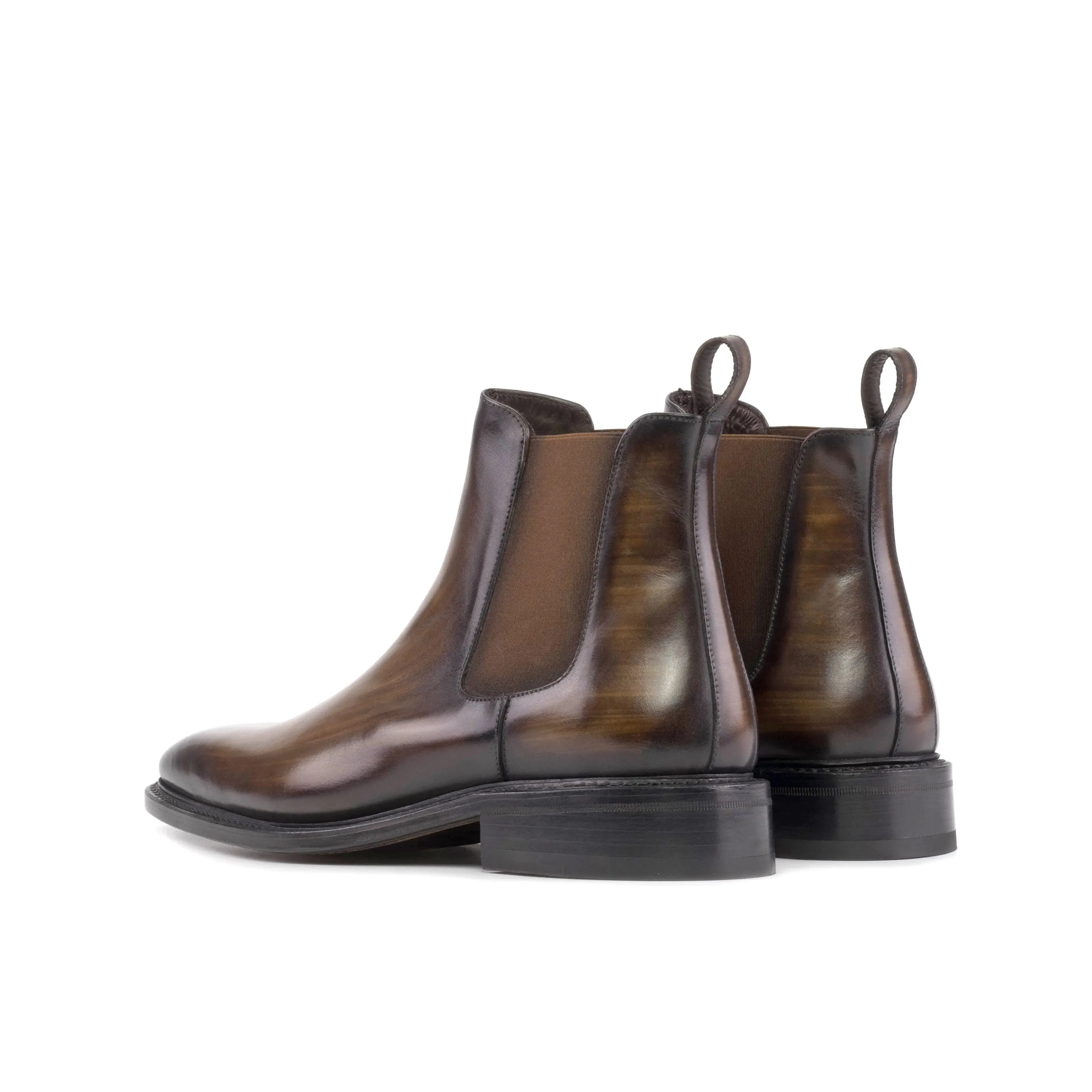 DapperFam Monza in Brown Men's Hand-Painted Patina Chelsea Boot