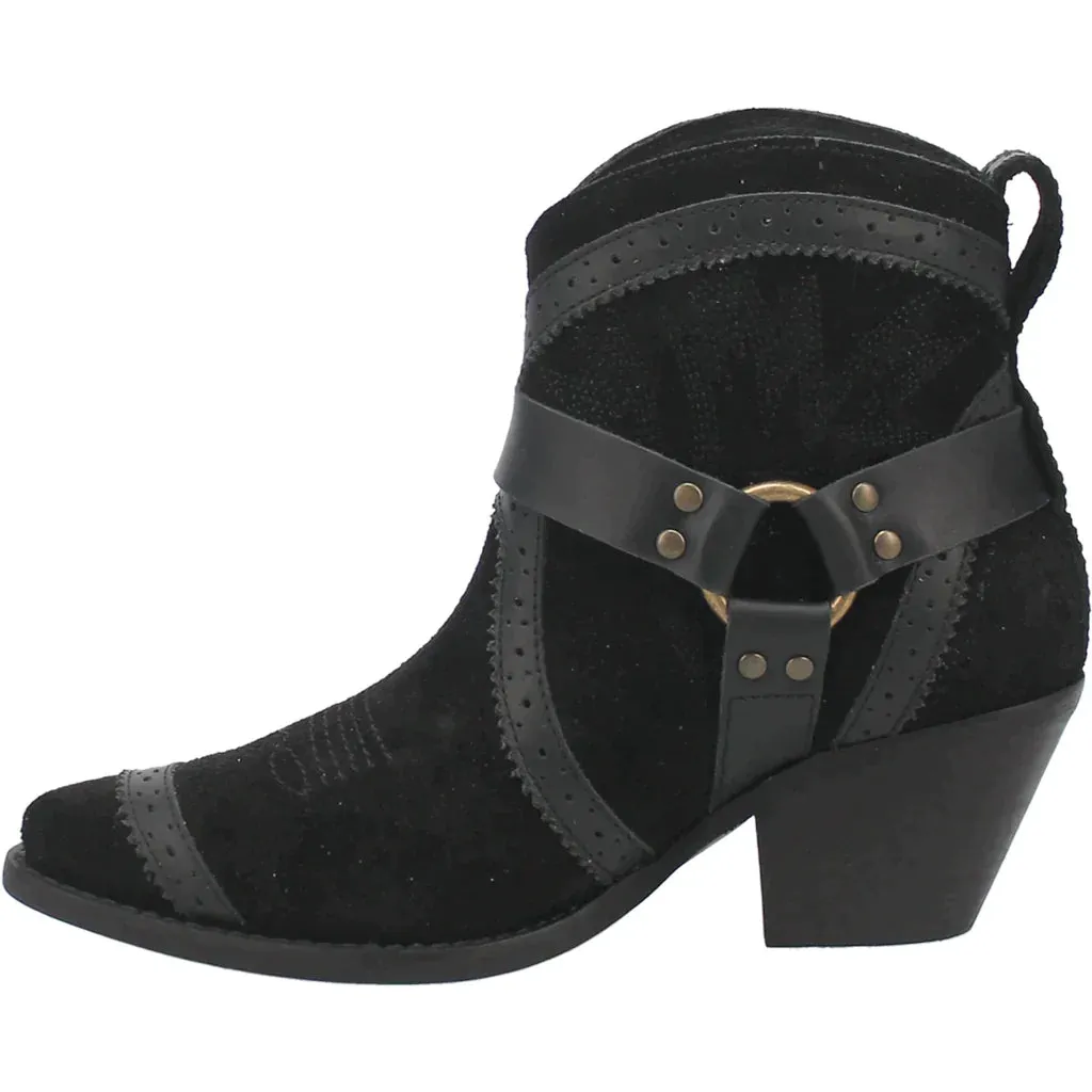DINGO GUMMY BEAR LEATHER BLACK SUEDE BOOTIE STYLE DI747BK25