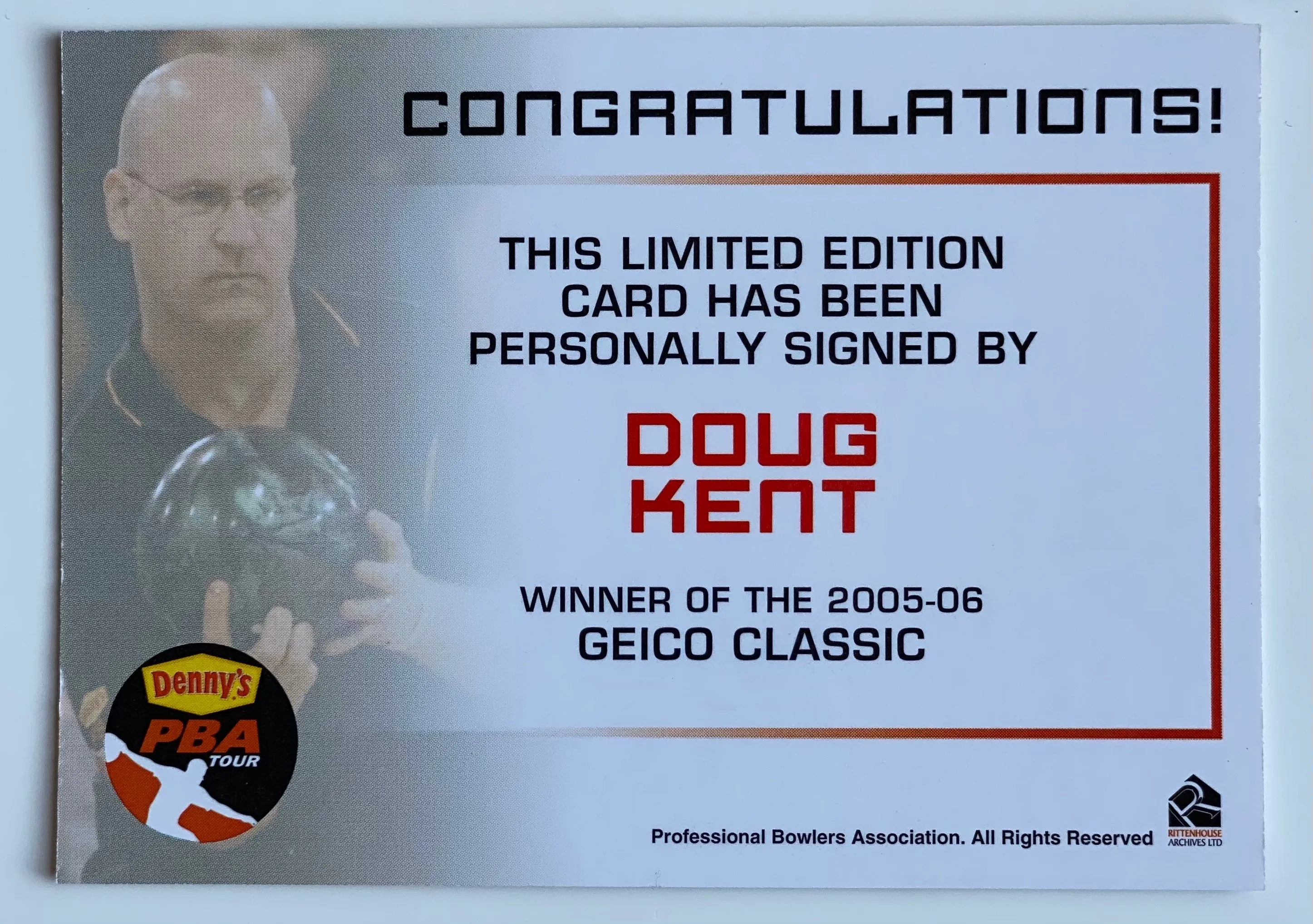 Doug Kent 2007 Rittenhouse PBA Autograph Bowling Card