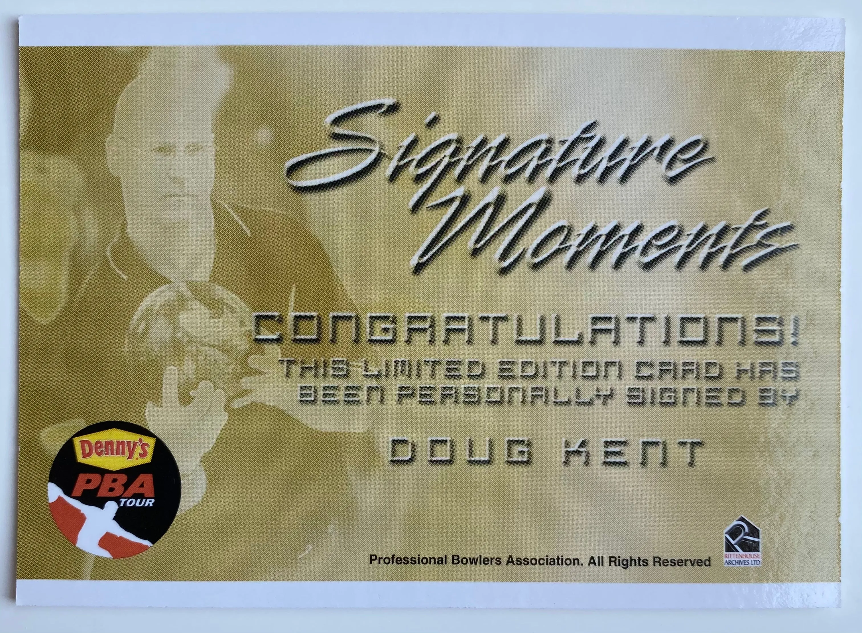 Doug Kent 2007 Rittenhouse PBA Signature Moments Autograph Bowling Card