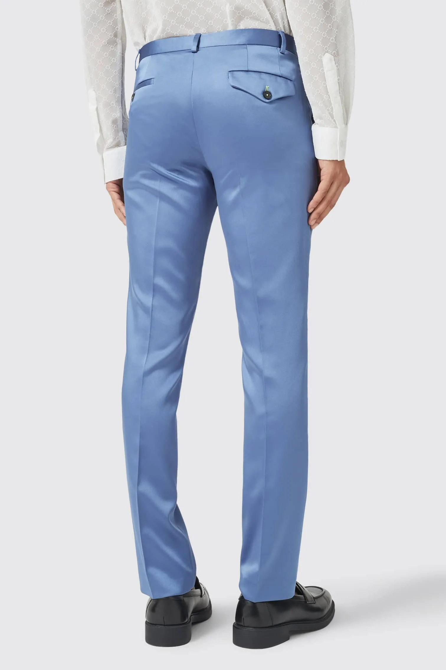 Draco Skinny Fit Blue Sateen Trousers