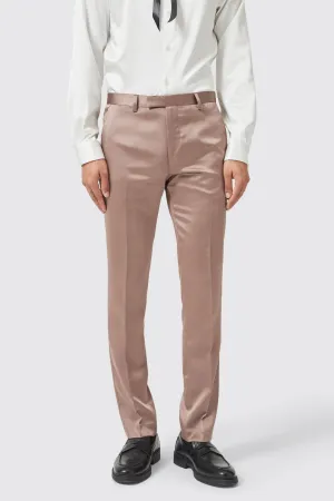 Draco Skinny Fit Rose Gold Sateen Trousers
