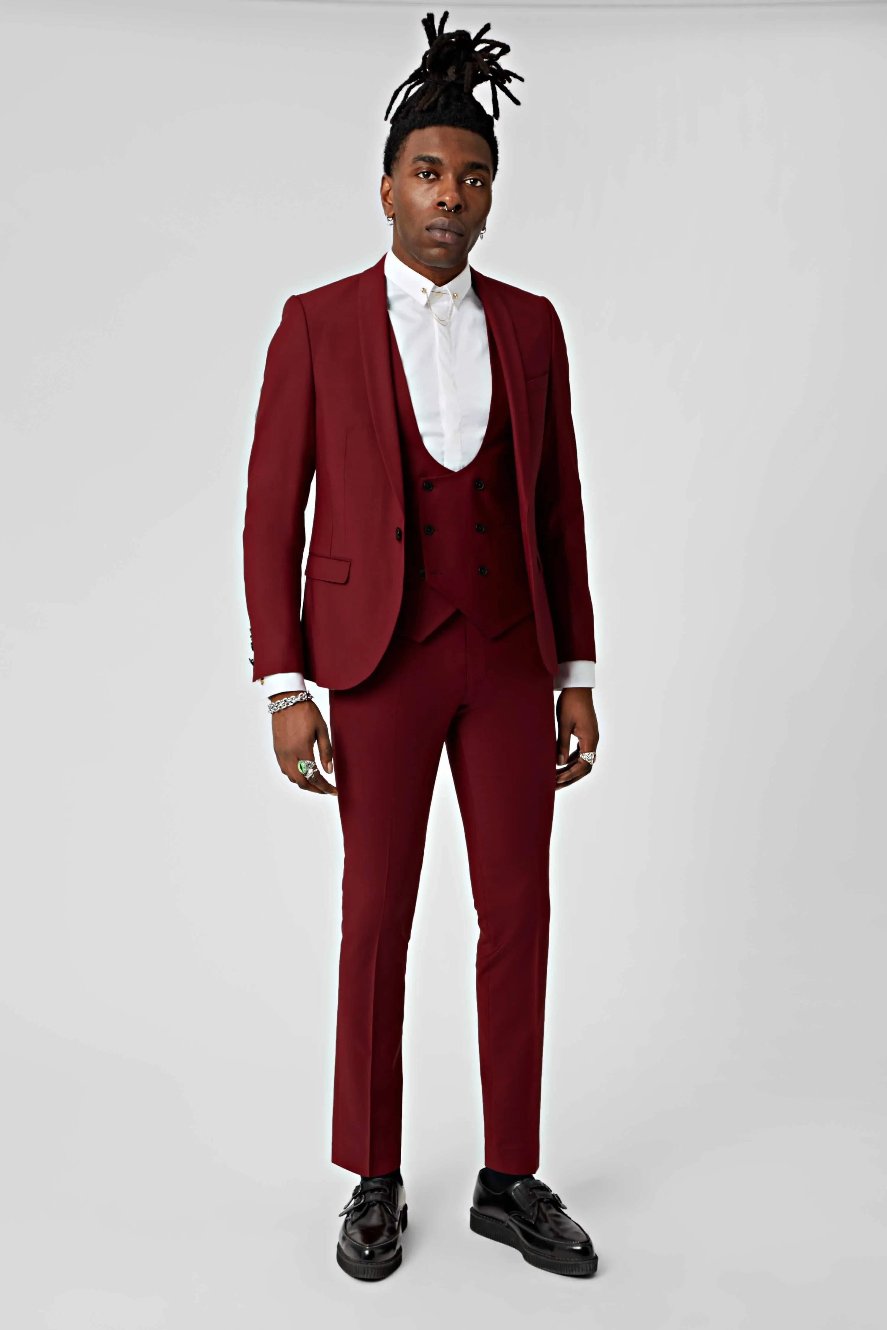 Ellroy Skinny Fit Red Wool Jacket