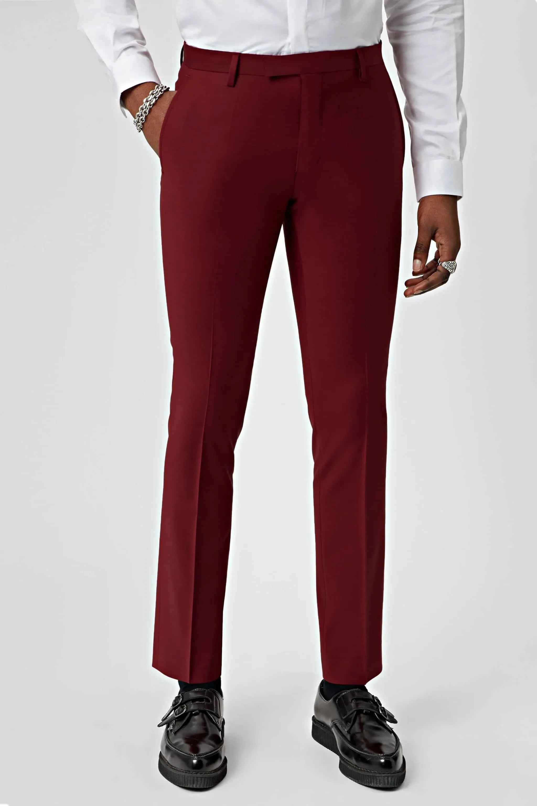 Ellroy Skinny Fit Red Wool Suit