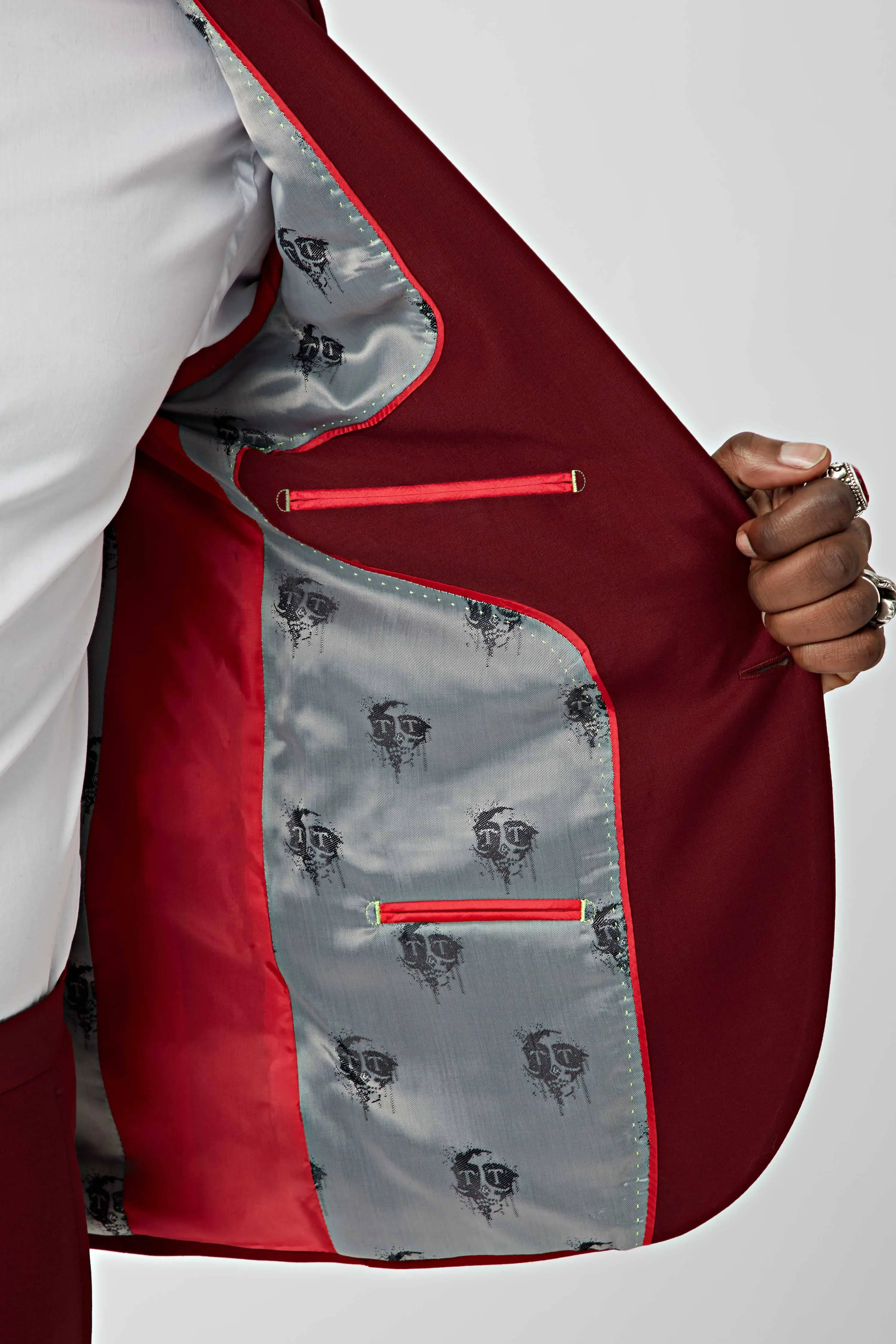 Ellroy Skinny Fit Red Wool Suit