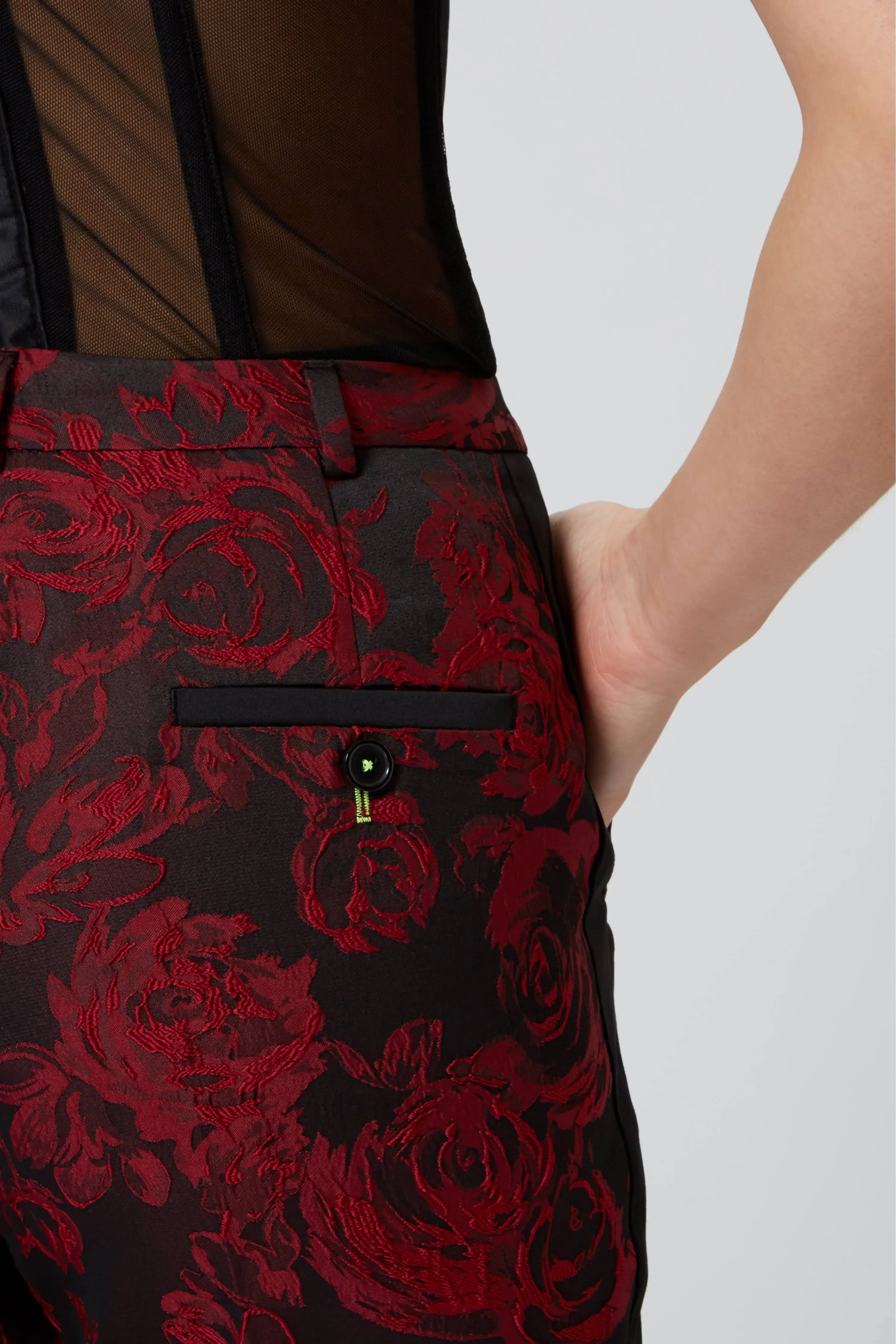 Ersilia Skinny Fit Red Floral Trousers