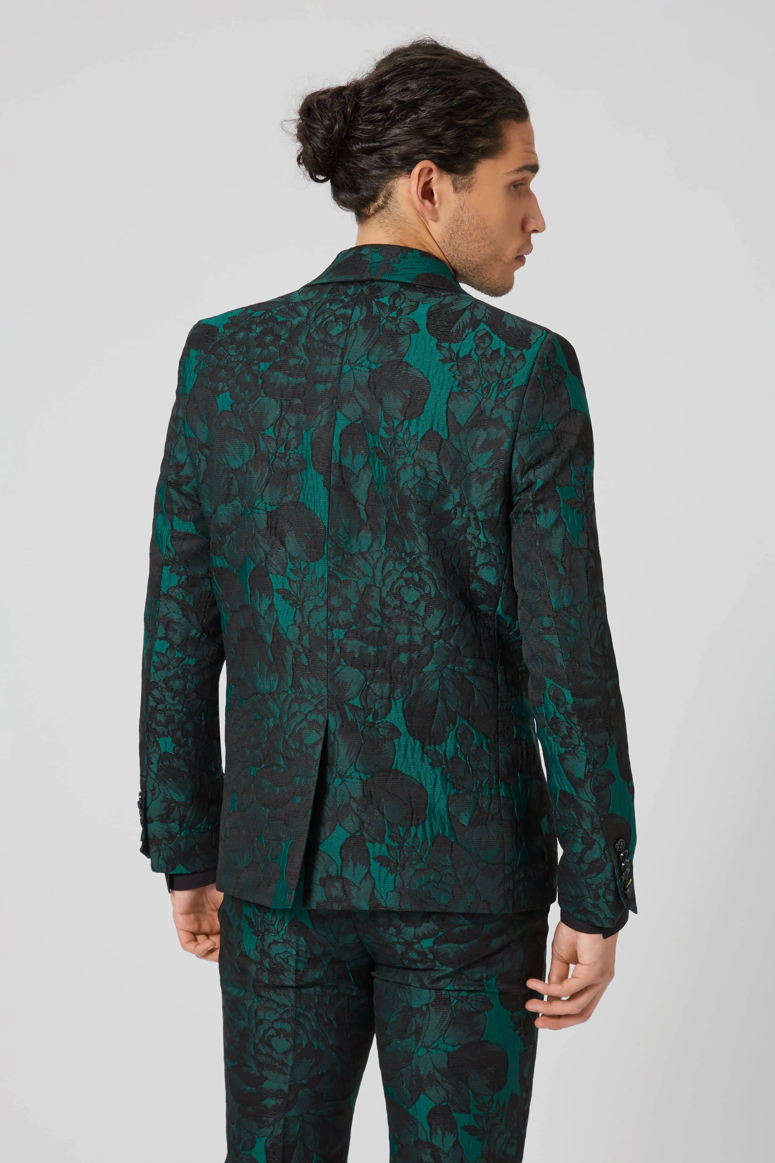 Gilmour Skinny Fit Green Floral Jacket