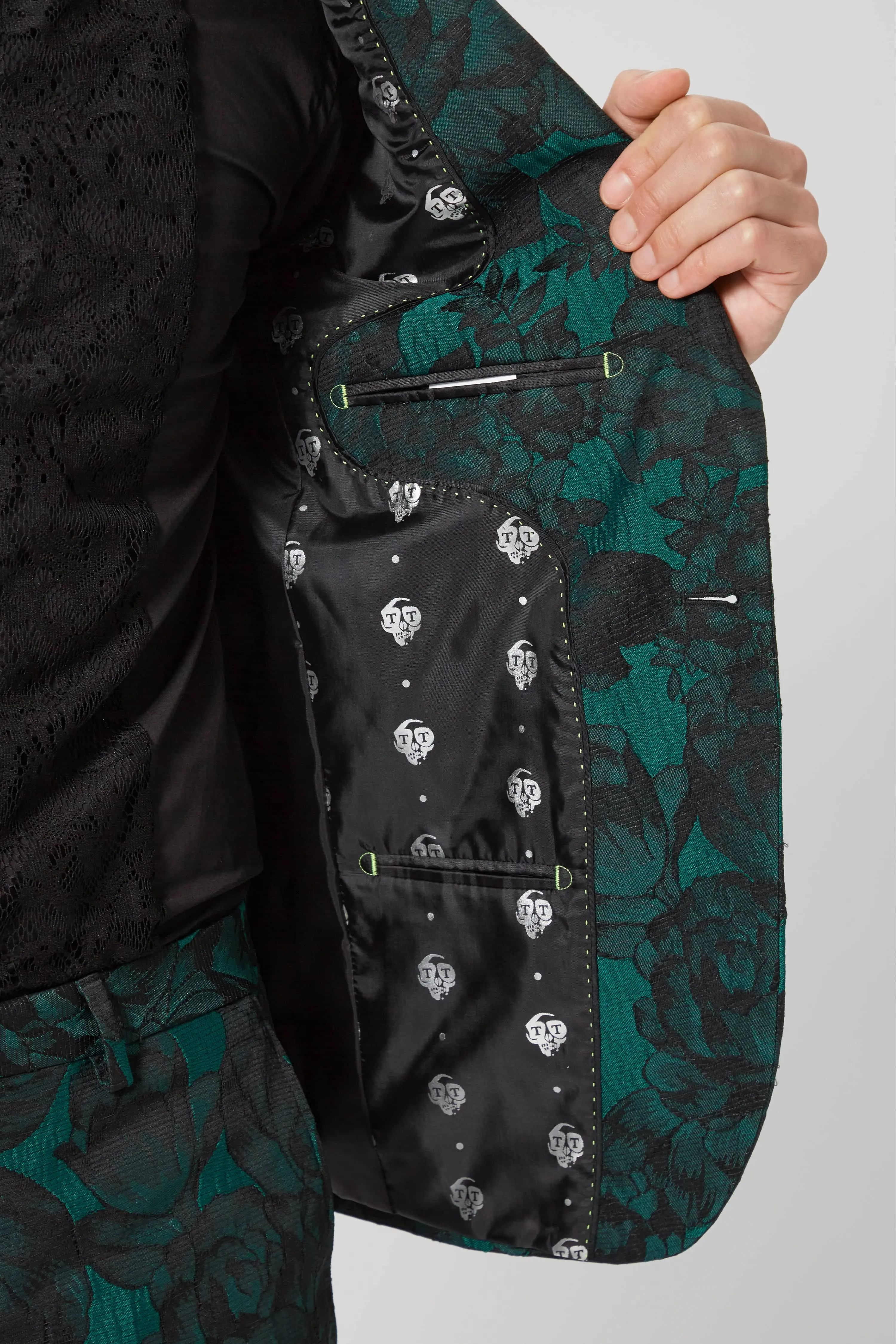 Gilmour Skinny Fit Green Floral Jacket