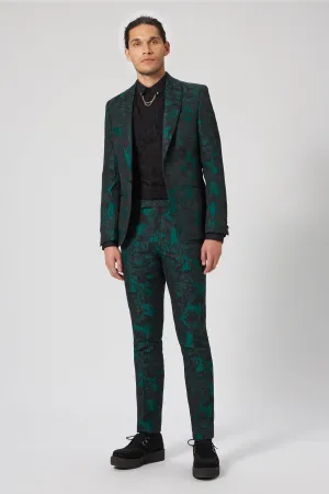 Gilmour Skinny Fit Green Floral Suit