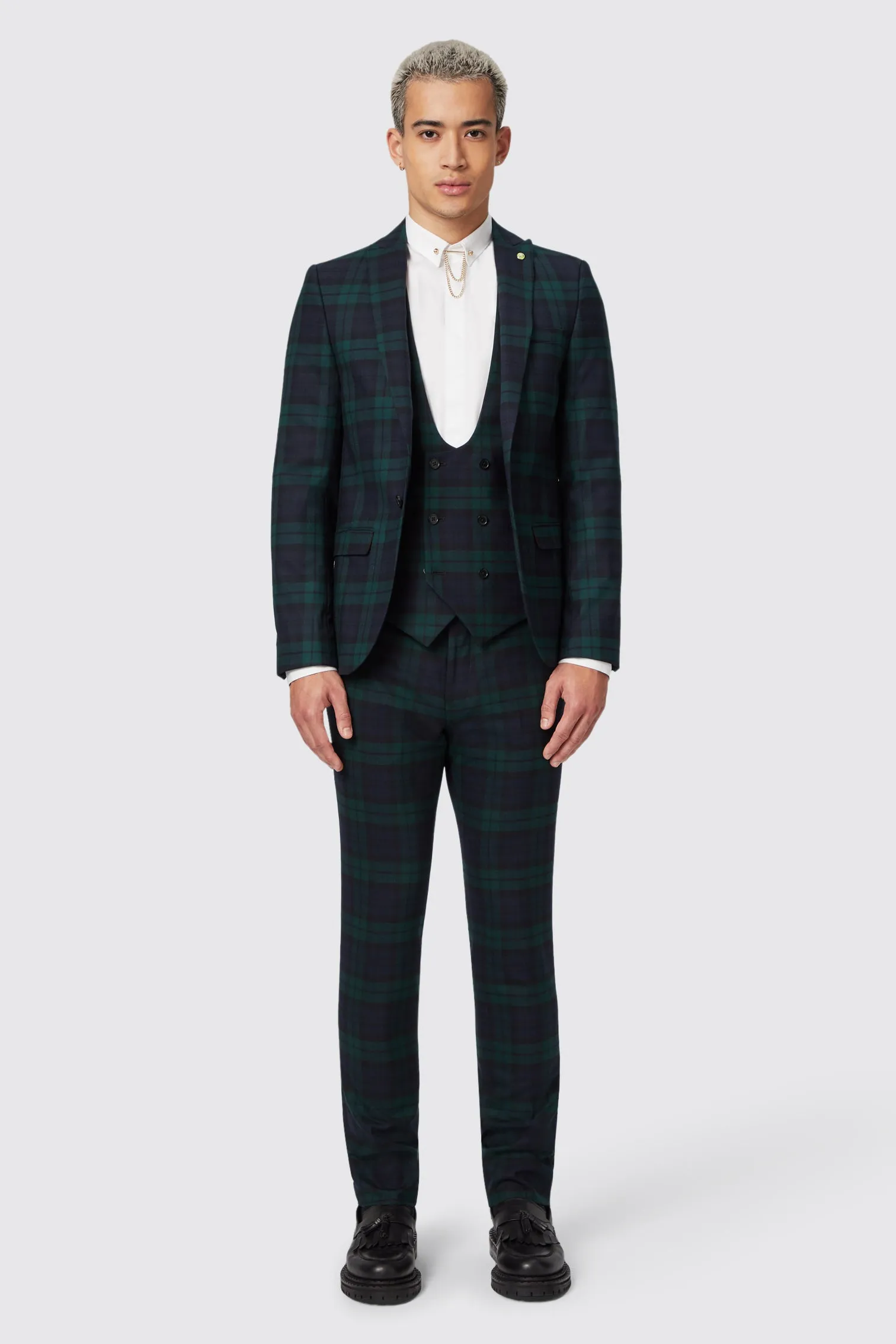 Ginger Skinny Fit Green Tartan Suit