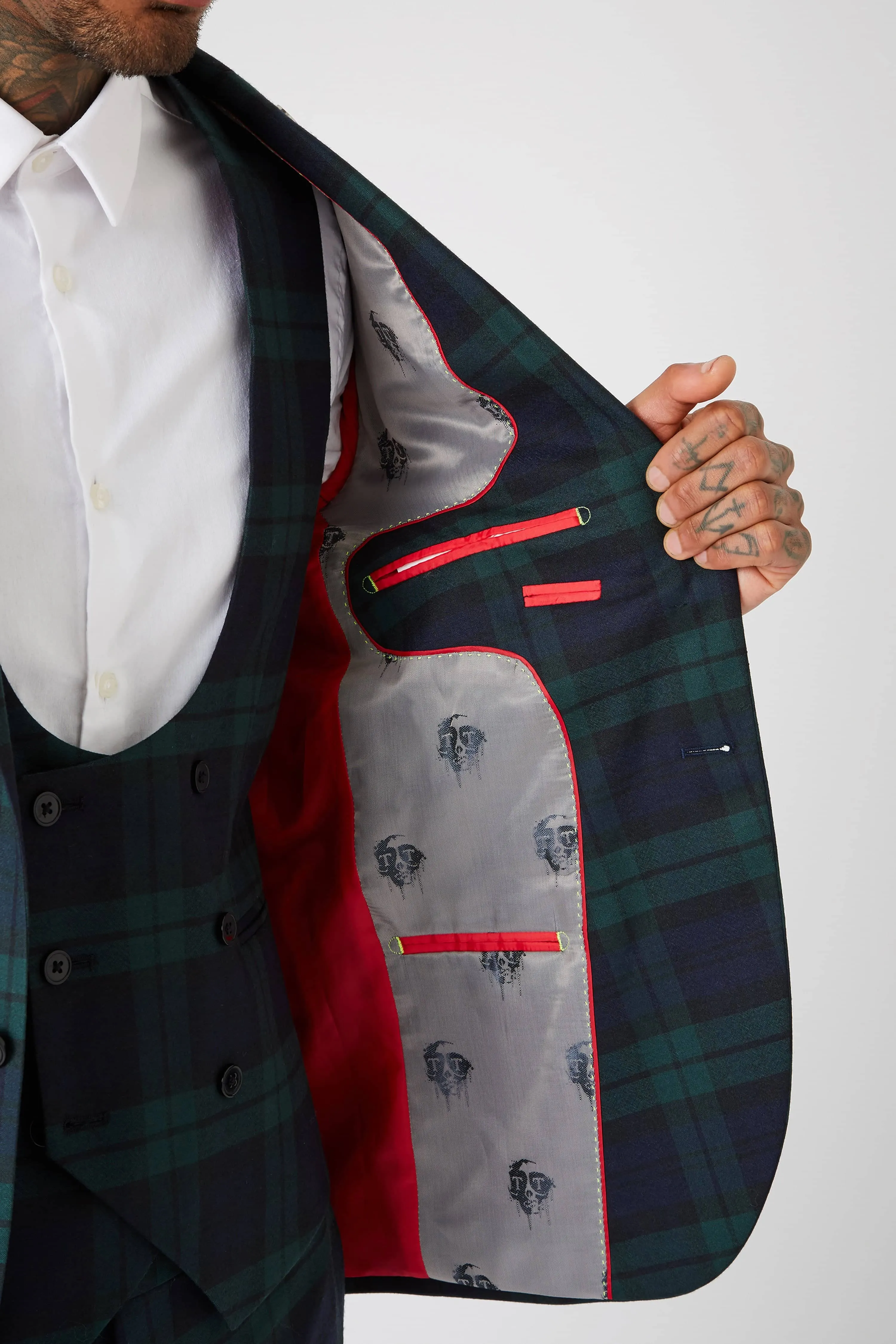 Ginger Skinny Fit Green Tartan Suit