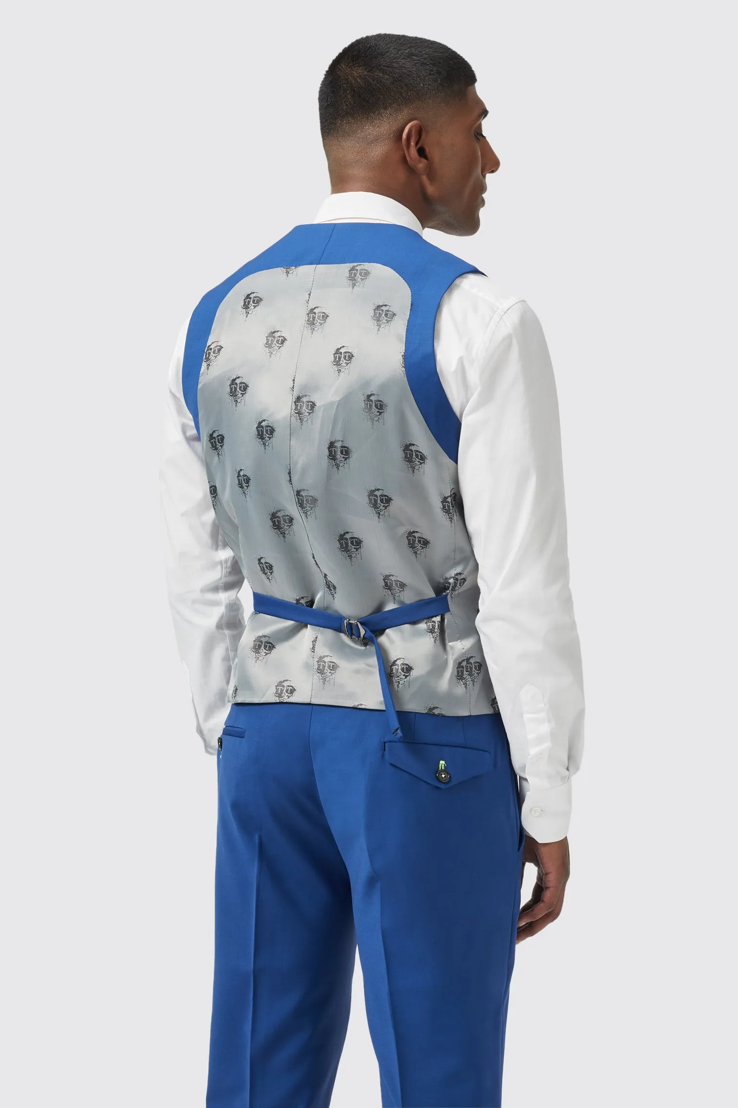 Ginsberg Skinny Fit Blue Wool Waistcoat - ARCHIVE