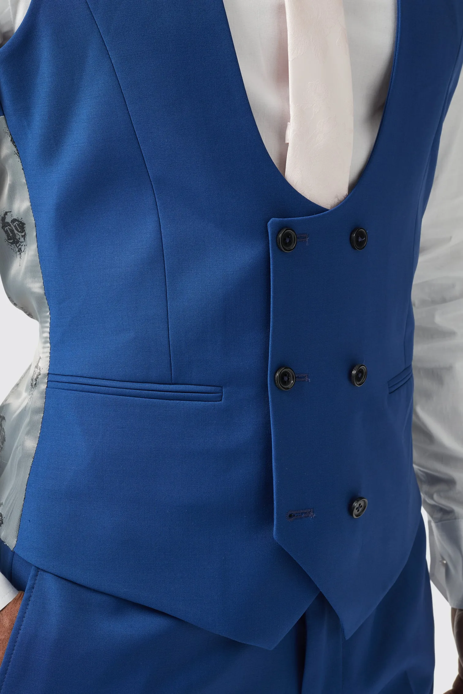 Ginsberg Skinny Fit Blue Wool Waistcoat - ARCHIVE