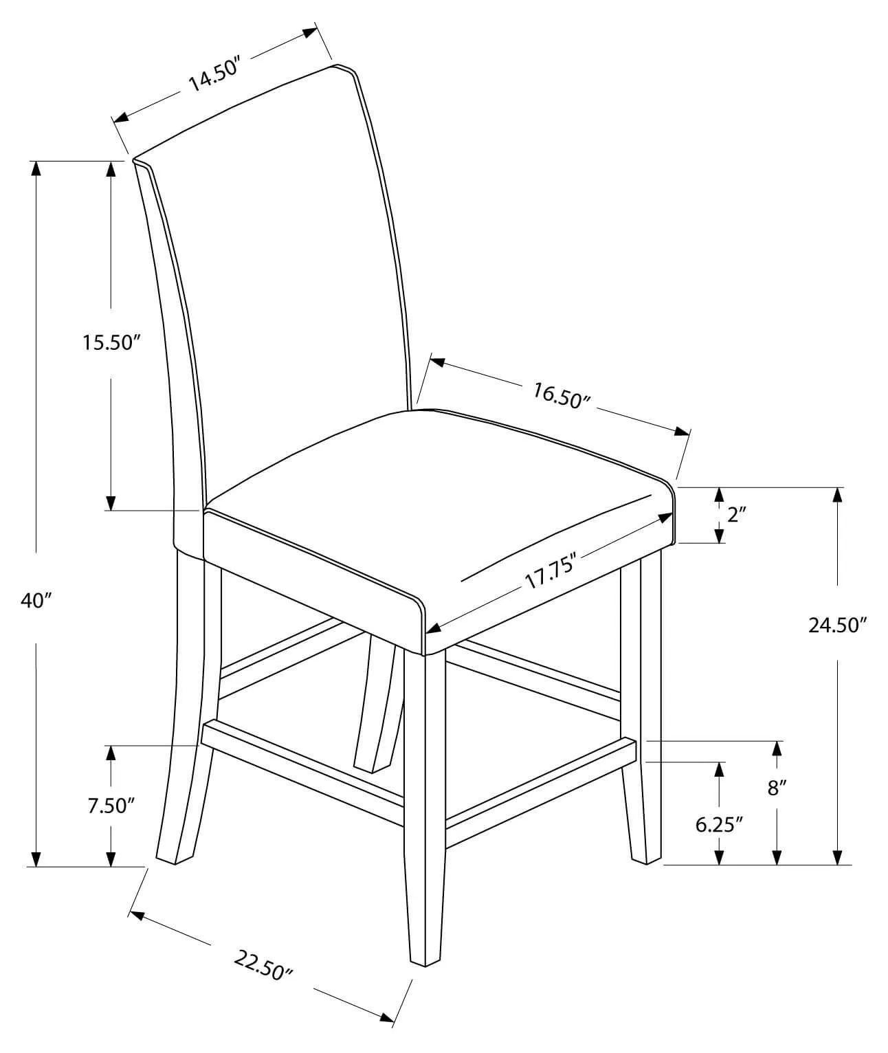 Grey Leather-Look Counter Height Dining Chair - Set of 2