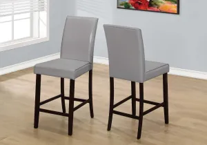 Grey Leather-Look Counter Height Dining Chair - Set of 2