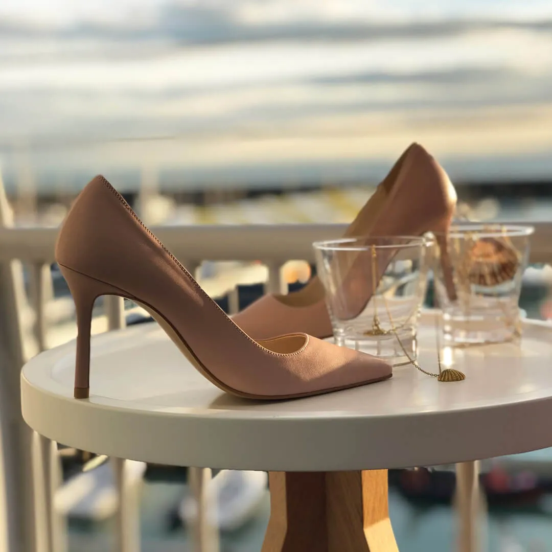 *HEMERY - pink leather, 8cm size UK 3