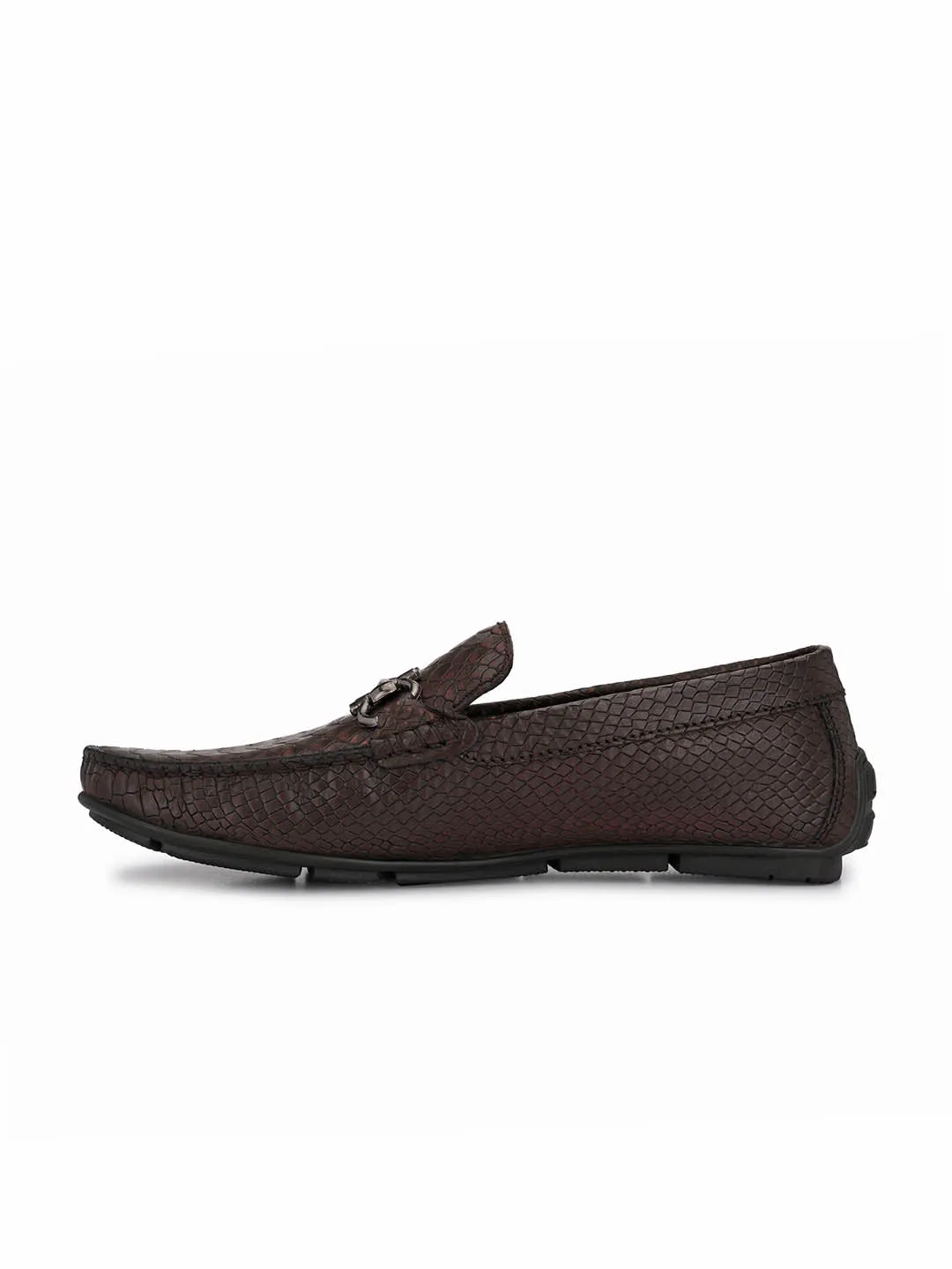Hitz Men's Brown Leather Slip-On Casual Loafer Shoes