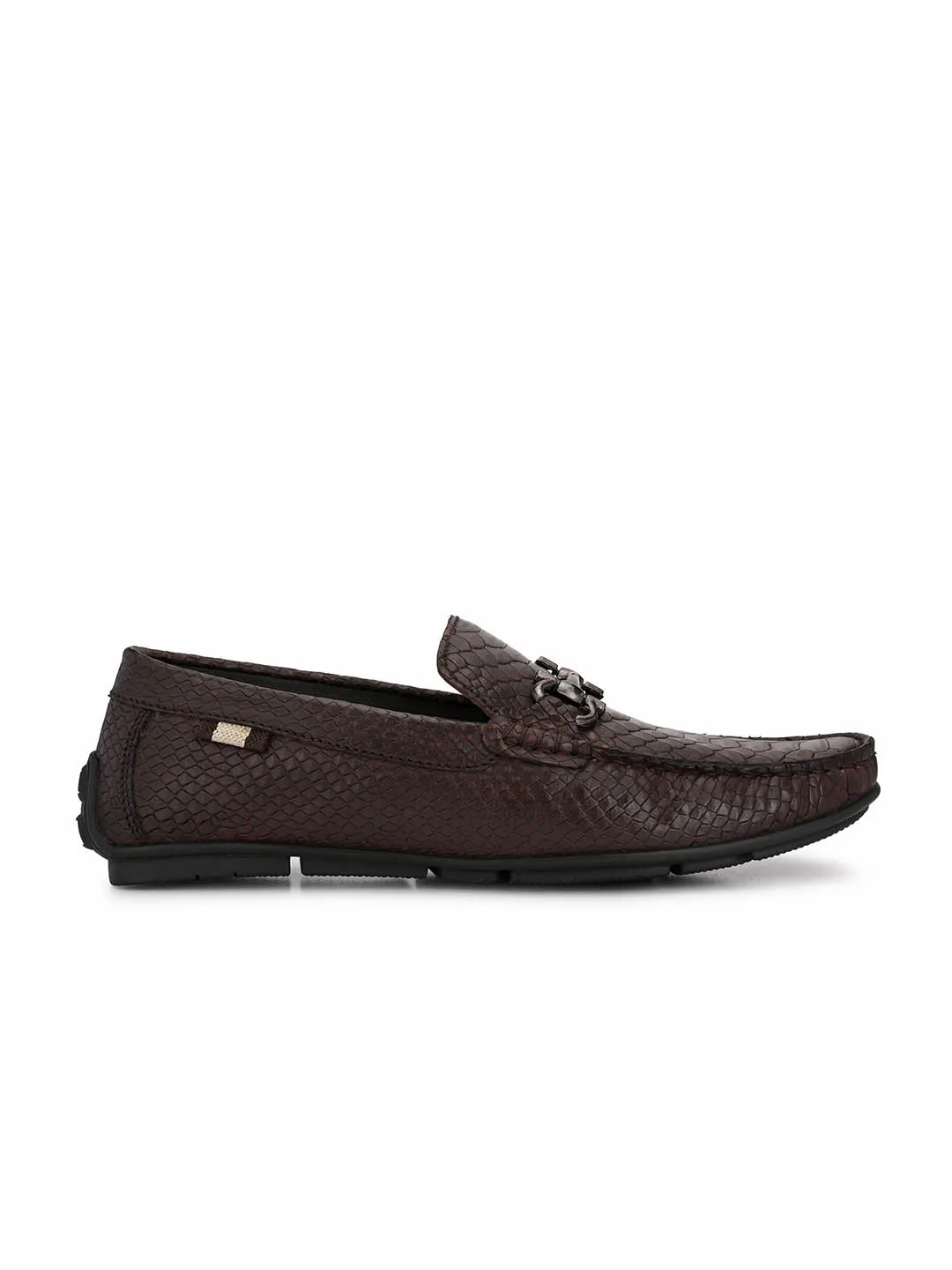 Hitz Men's Brown Leather Slip-On Casual Loafer Shoes