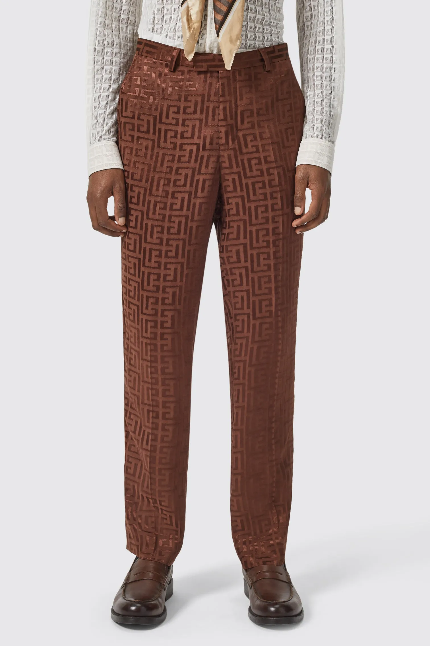 Hurston Slim Fit Brown Jacquard Suit - ARCHIVE