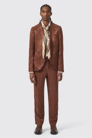 Hurston Slim Fit Brown Jacquard Suit - ARCHIVE