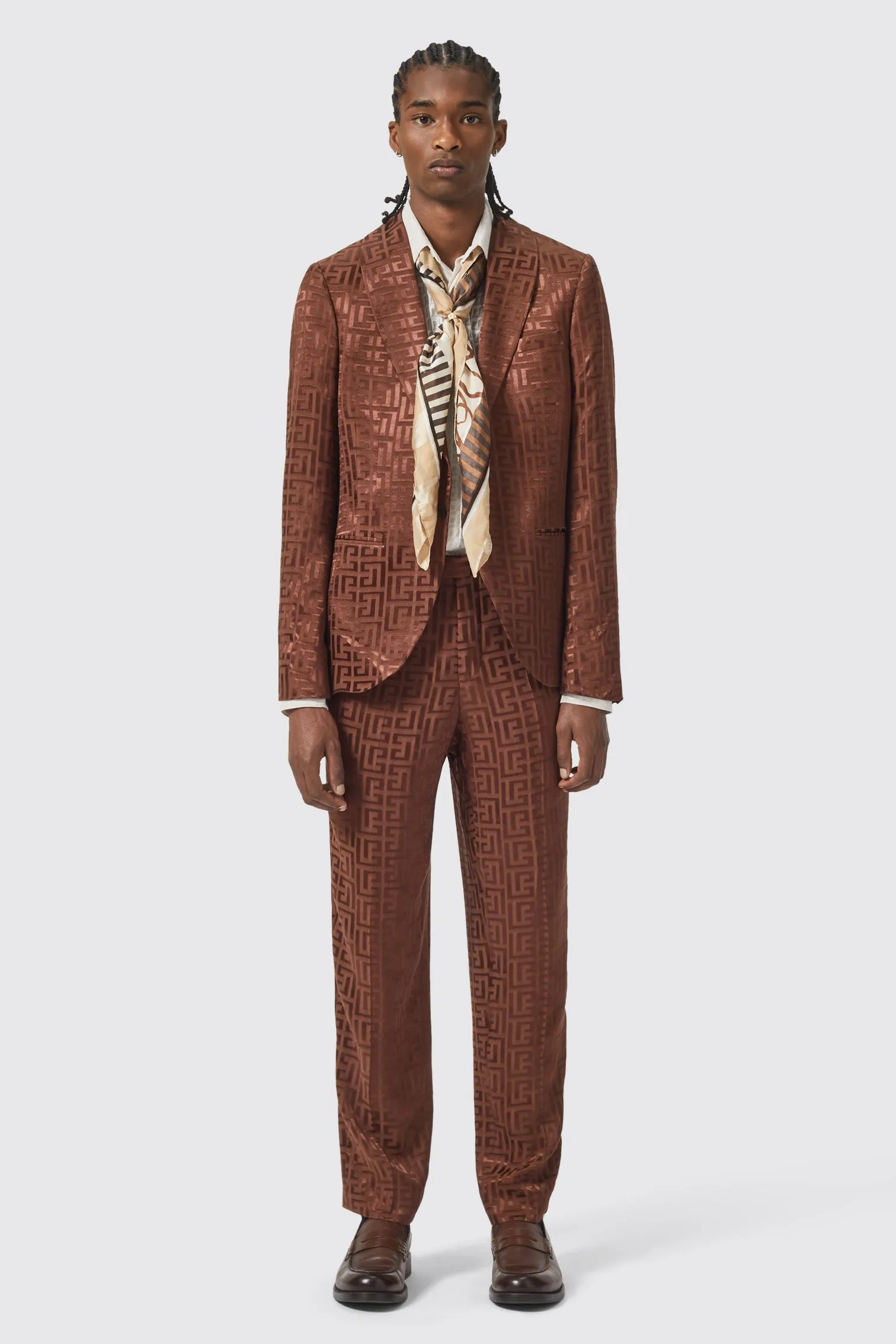Hurston Slim Fit Brown Jacquard Suit - ARCHIVE